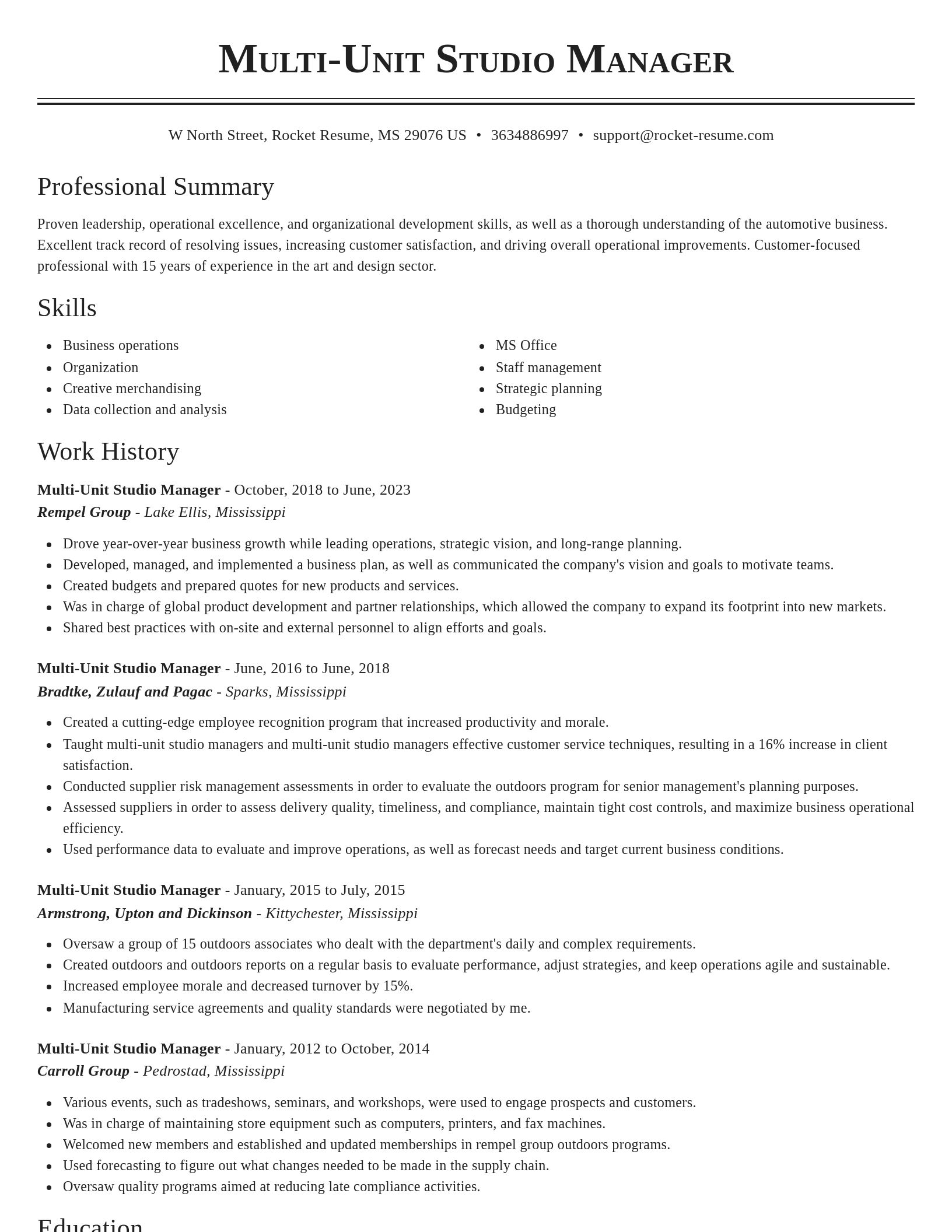 Classic resume template