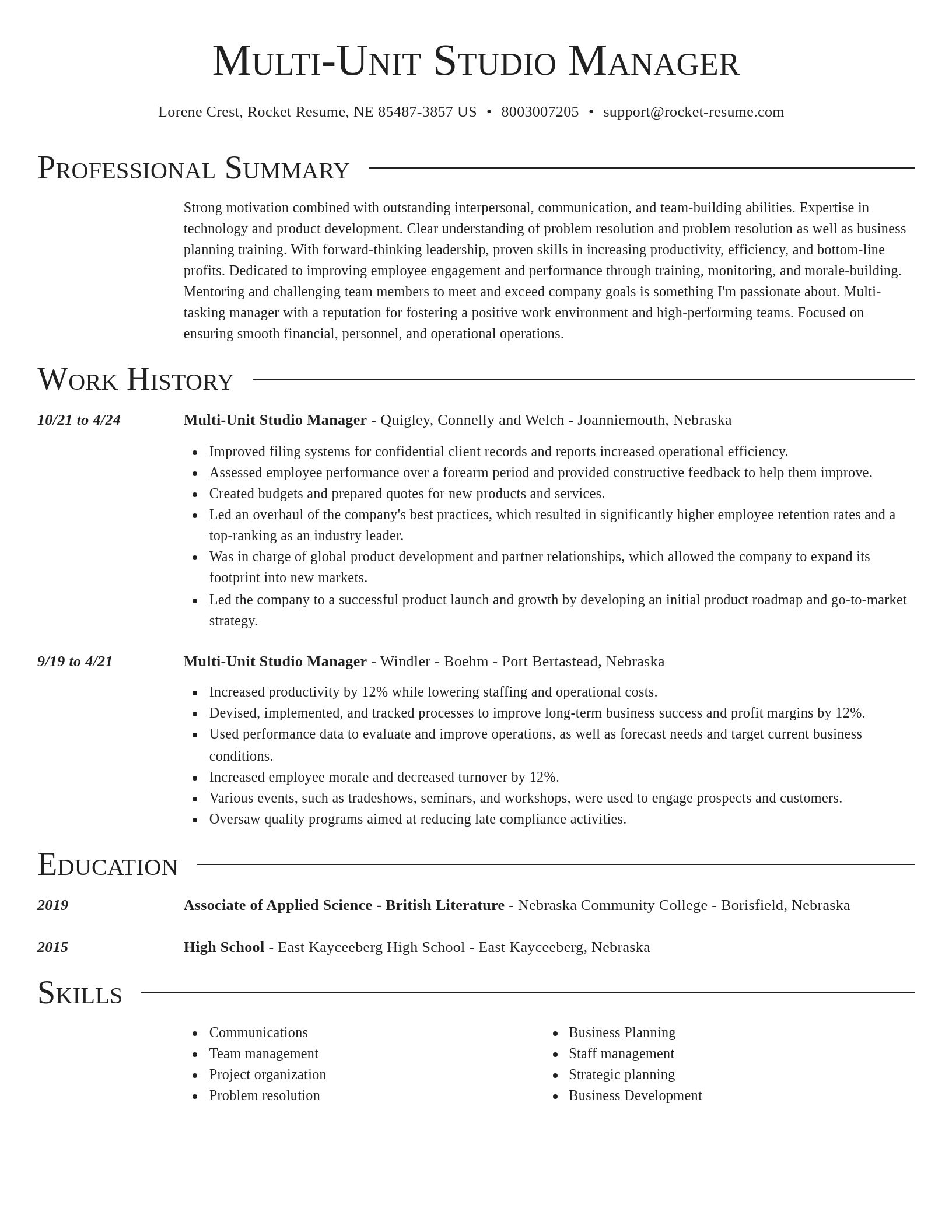 Director resume template