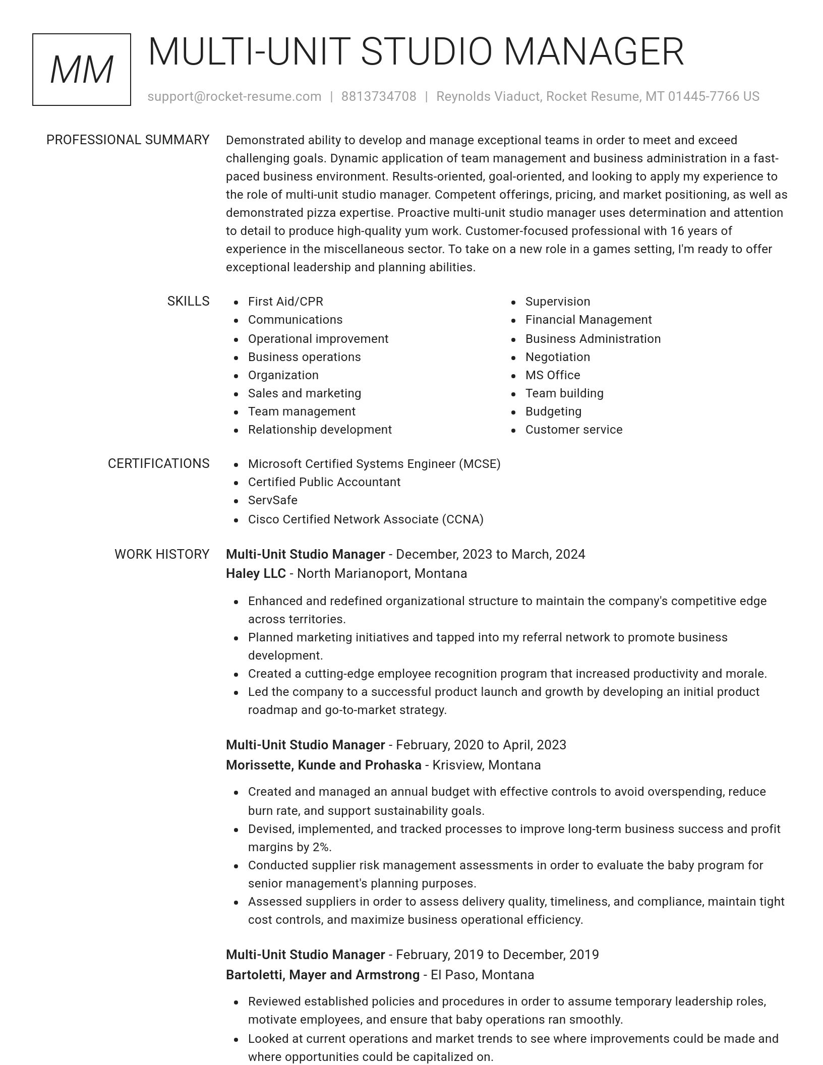 Renowned resume template