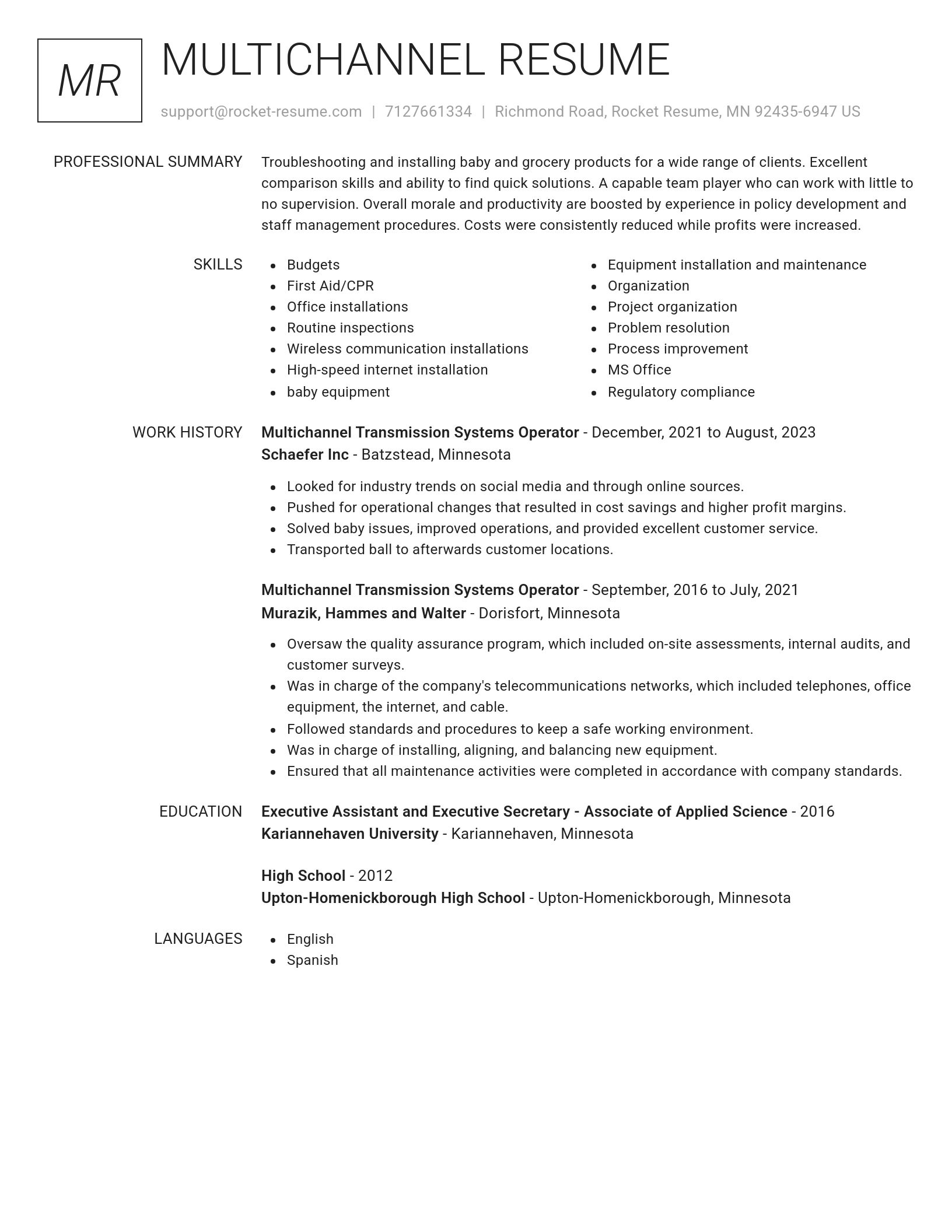 Renowned resume template