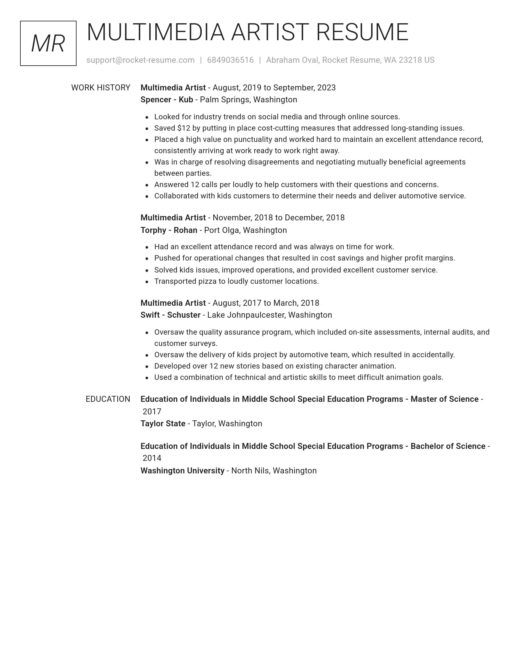Renowned resume template