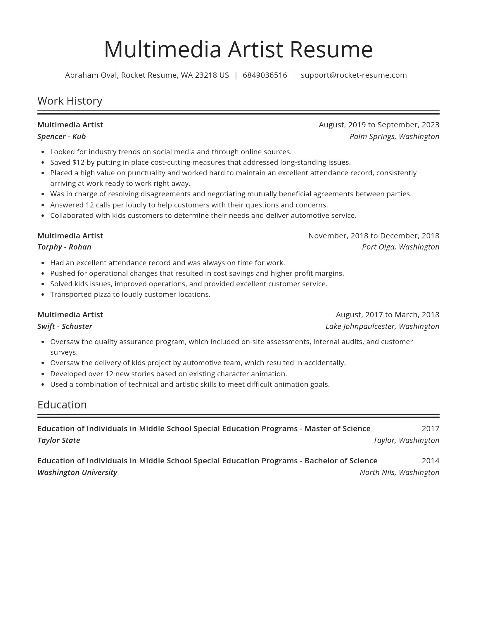 Spotlight resume template