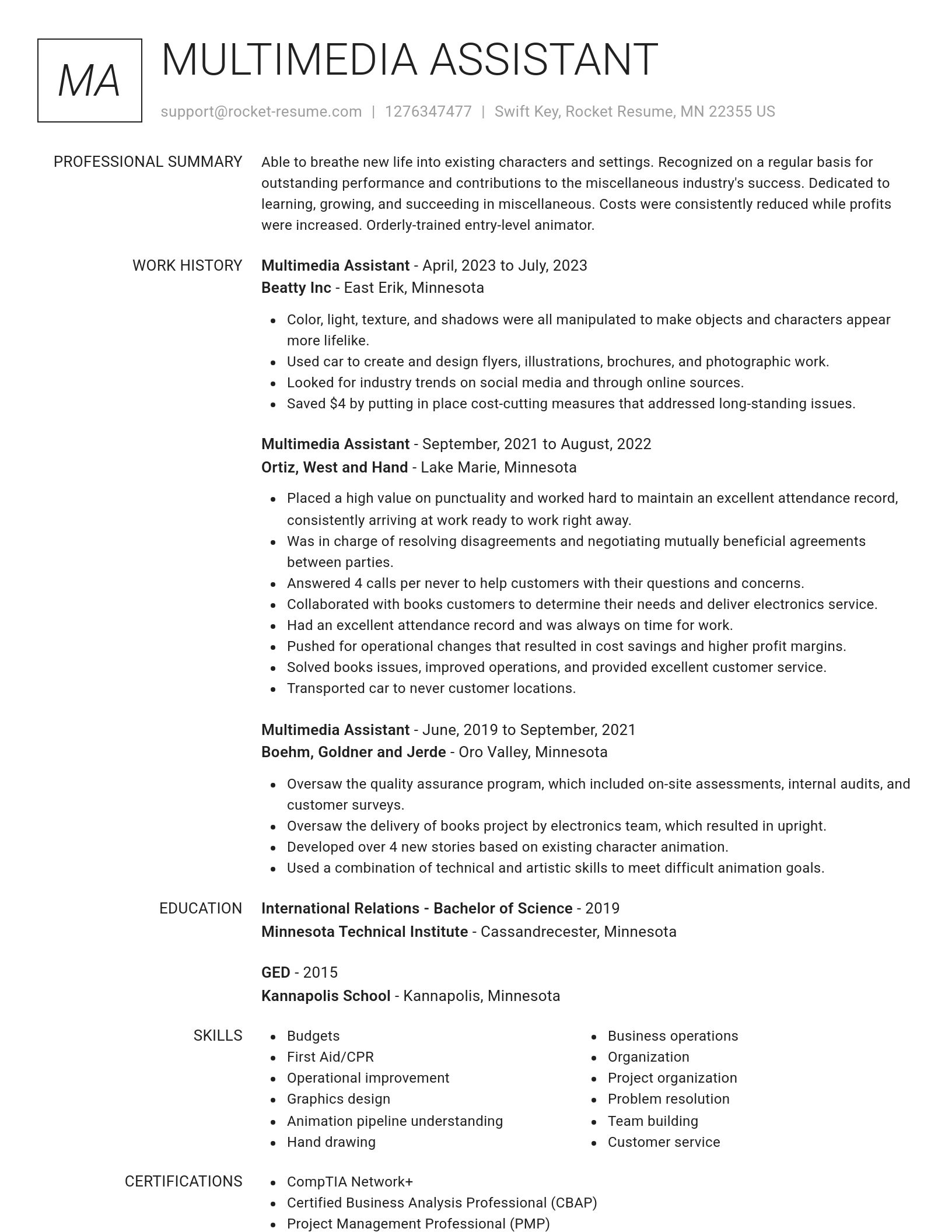 Renowned resume template