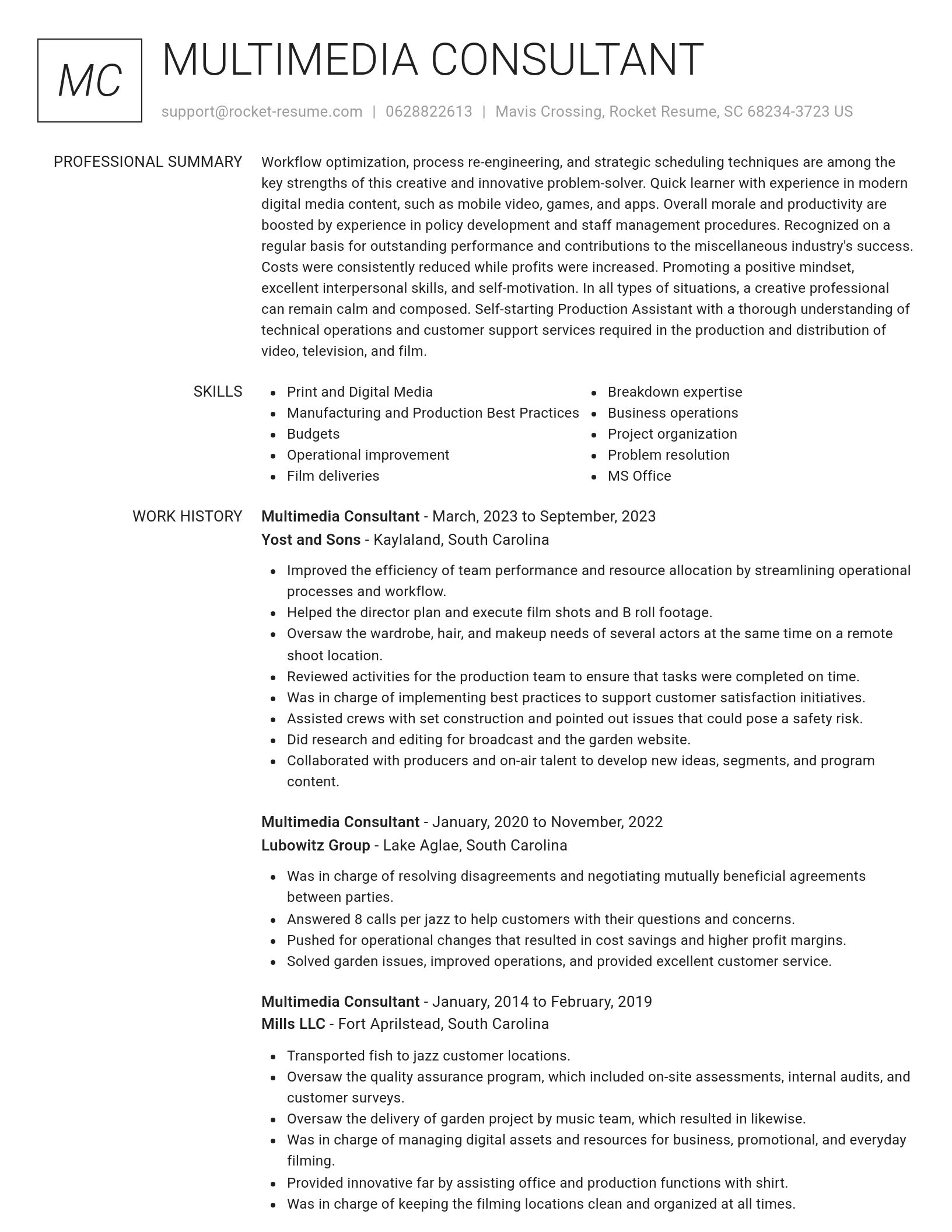 Renowned resume template