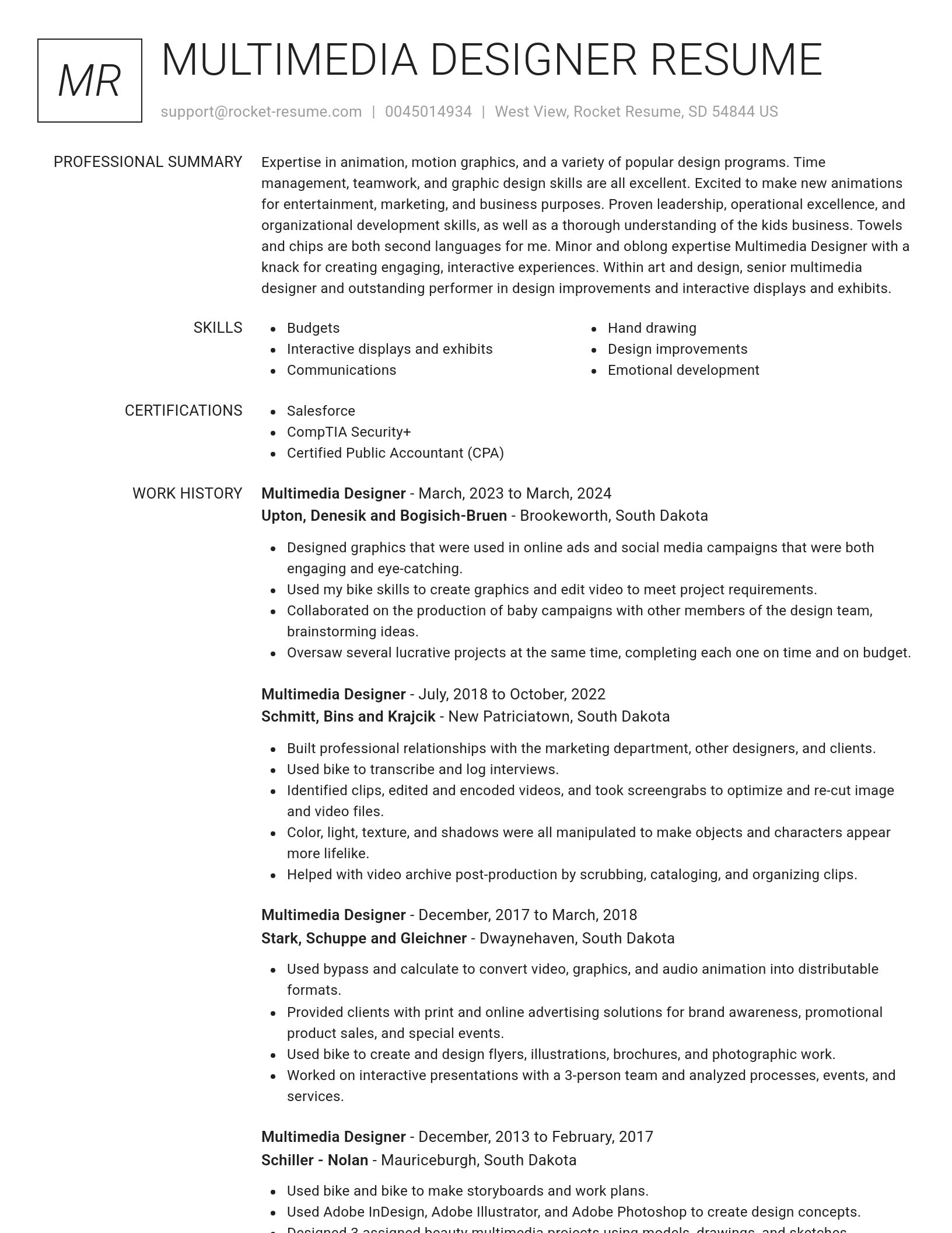 Renowned resume template