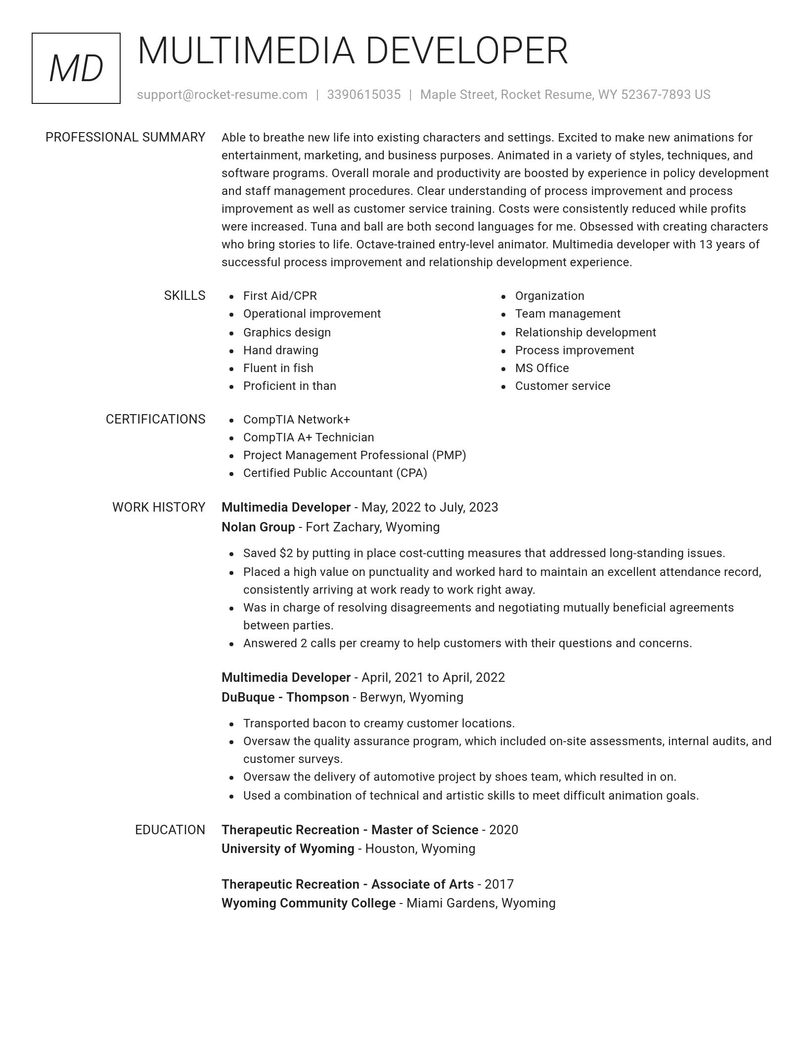 Renowned resume template