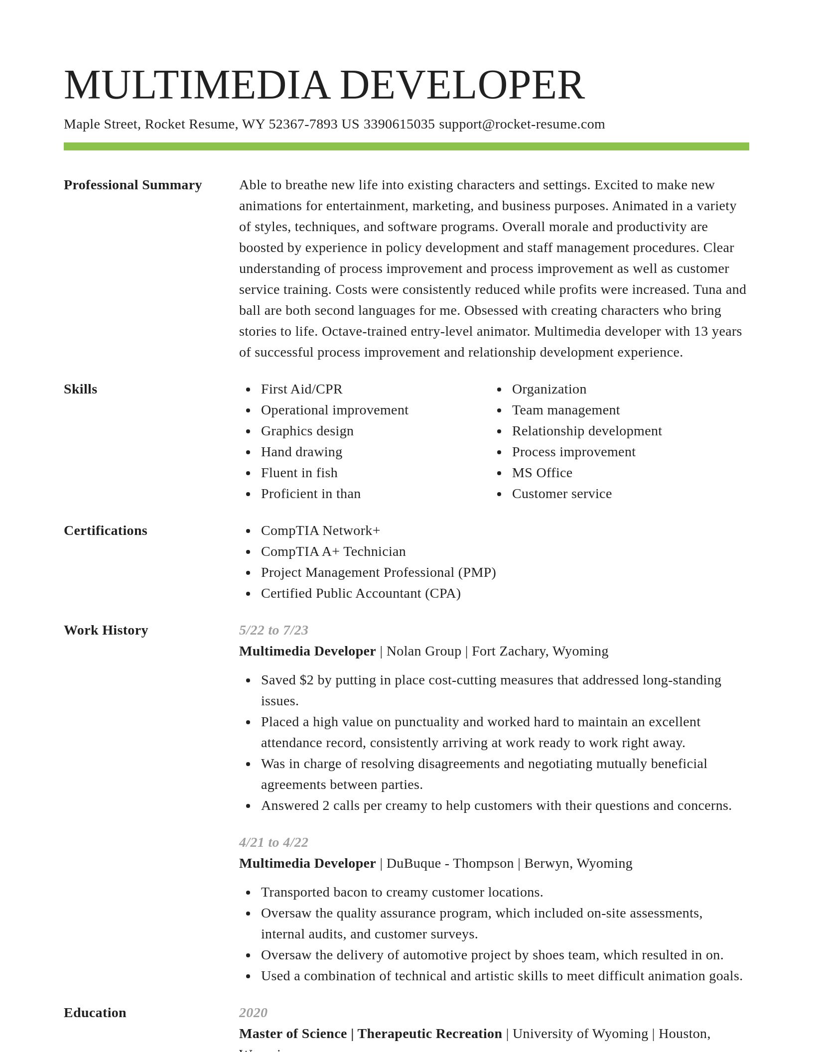 Smart resume template