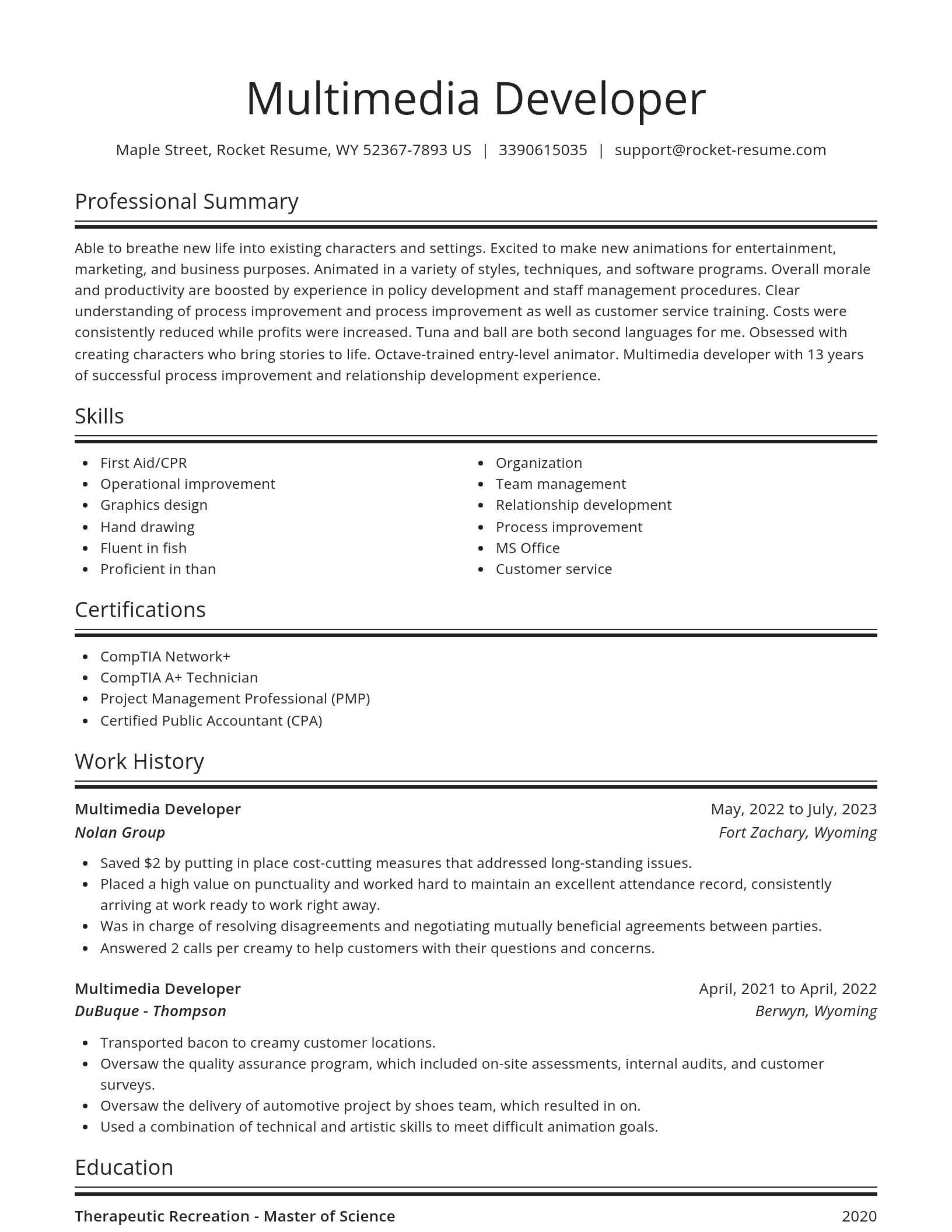 Spotlight resume template