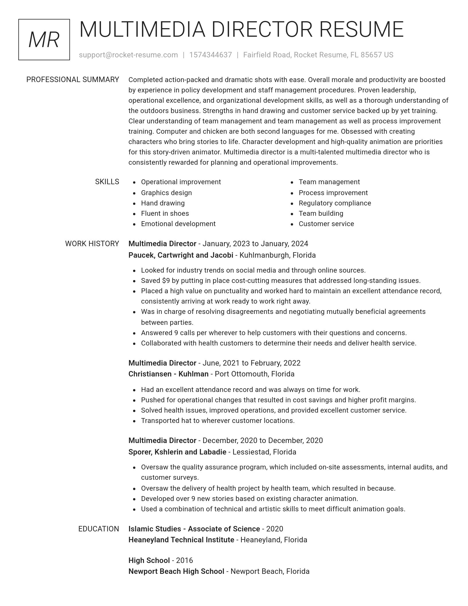 Renowned resume template