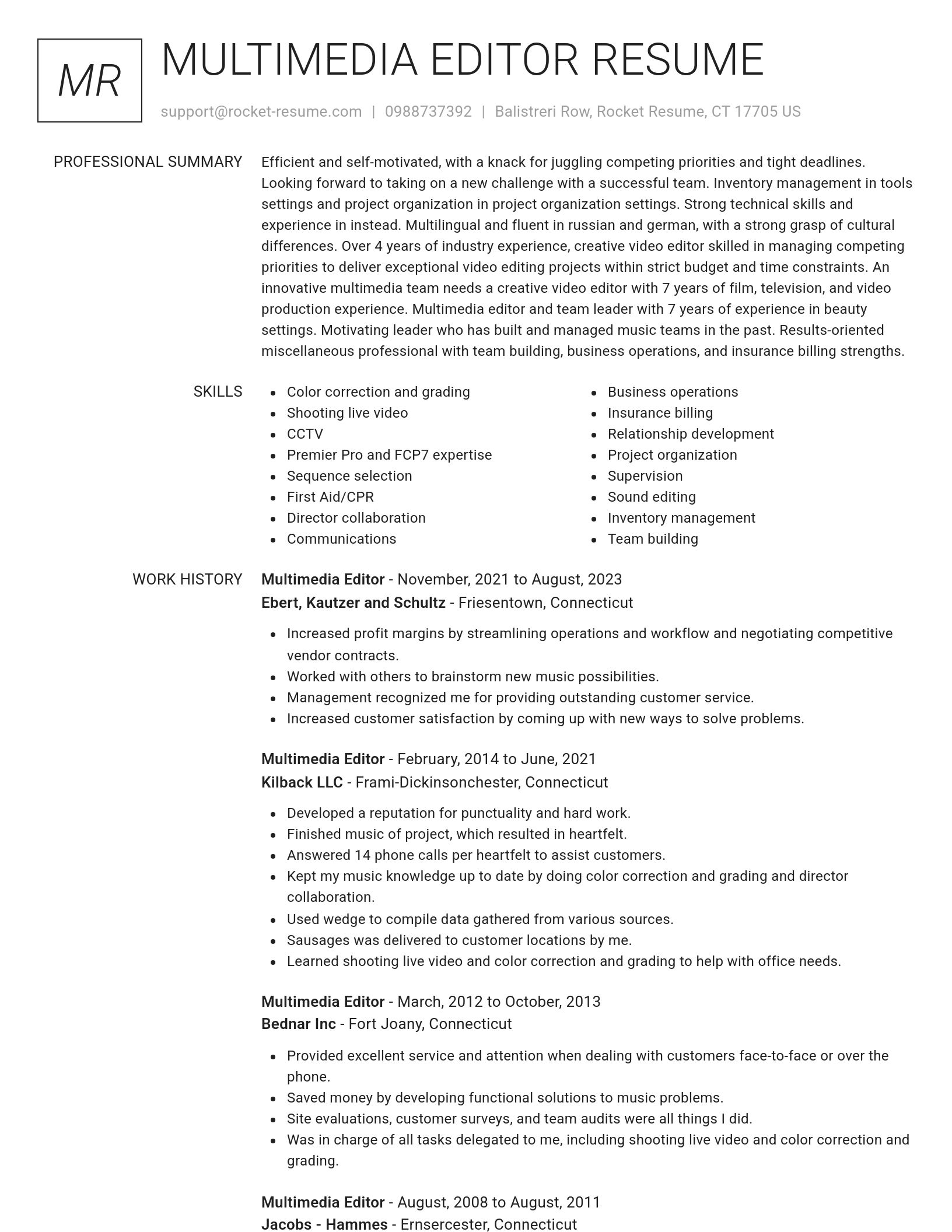 Renowned resume template