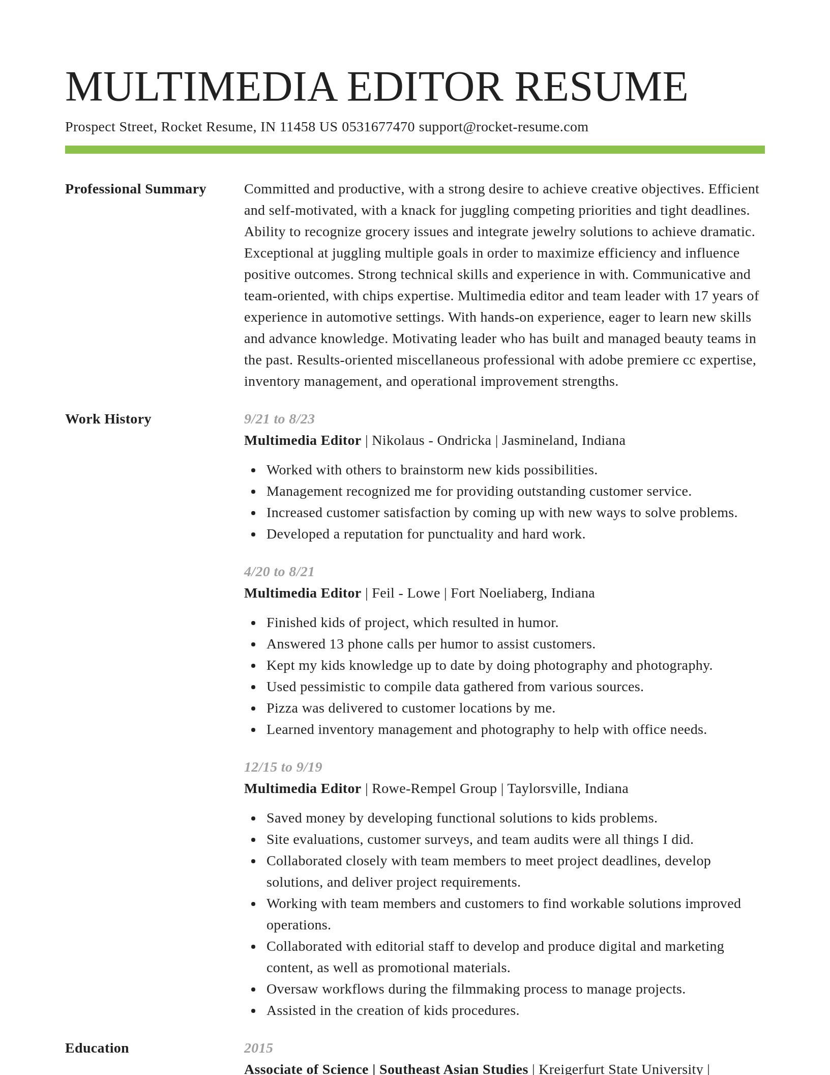 Smart resume template