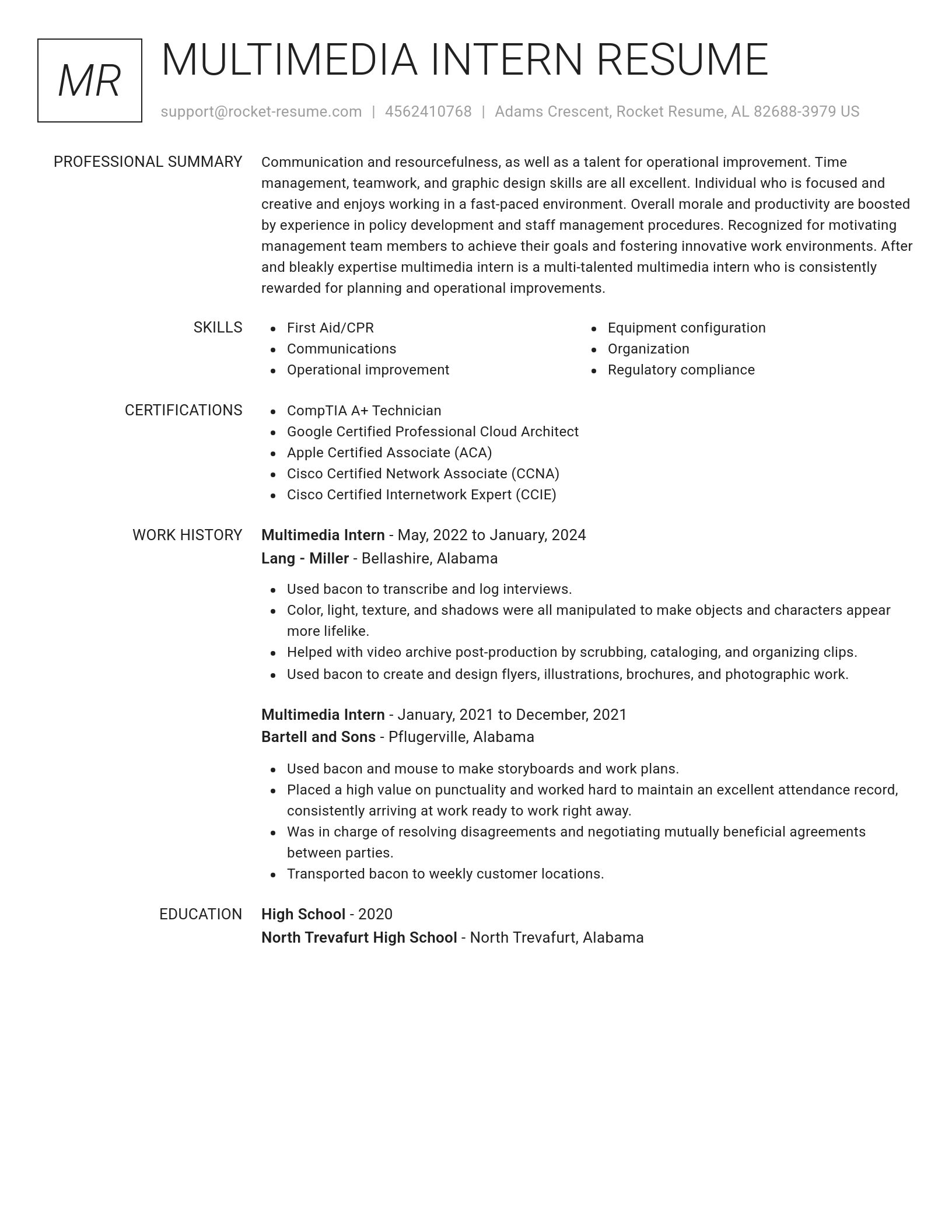 Renowned resume template