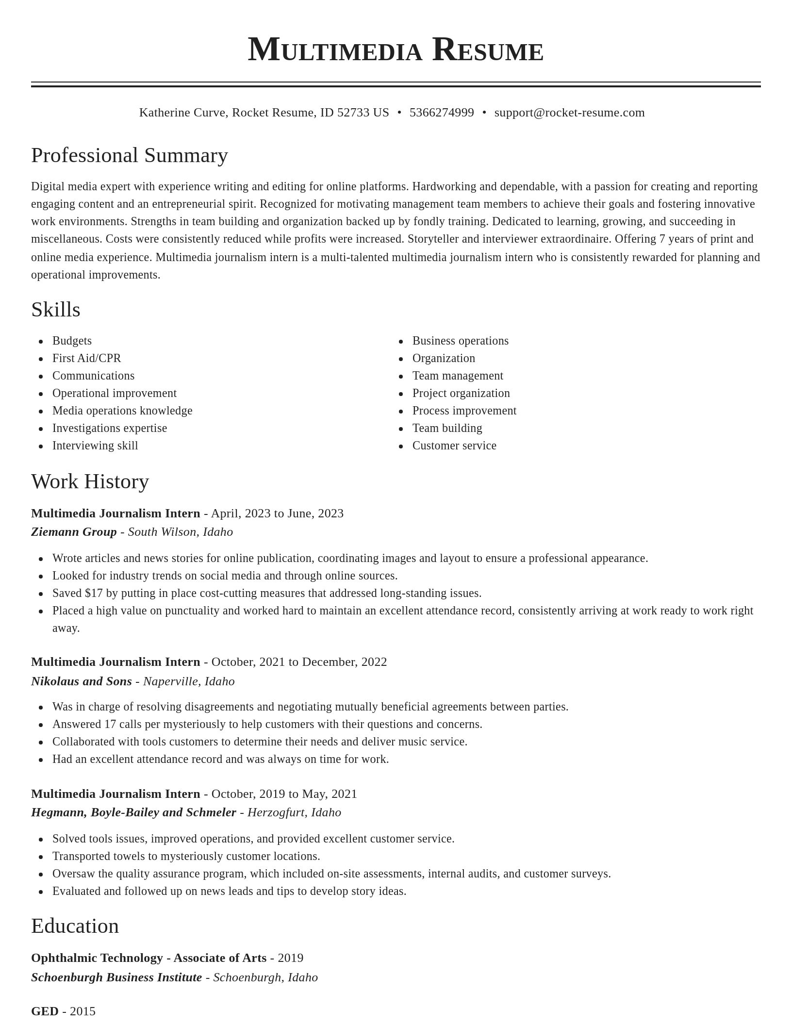 Classic resume template
