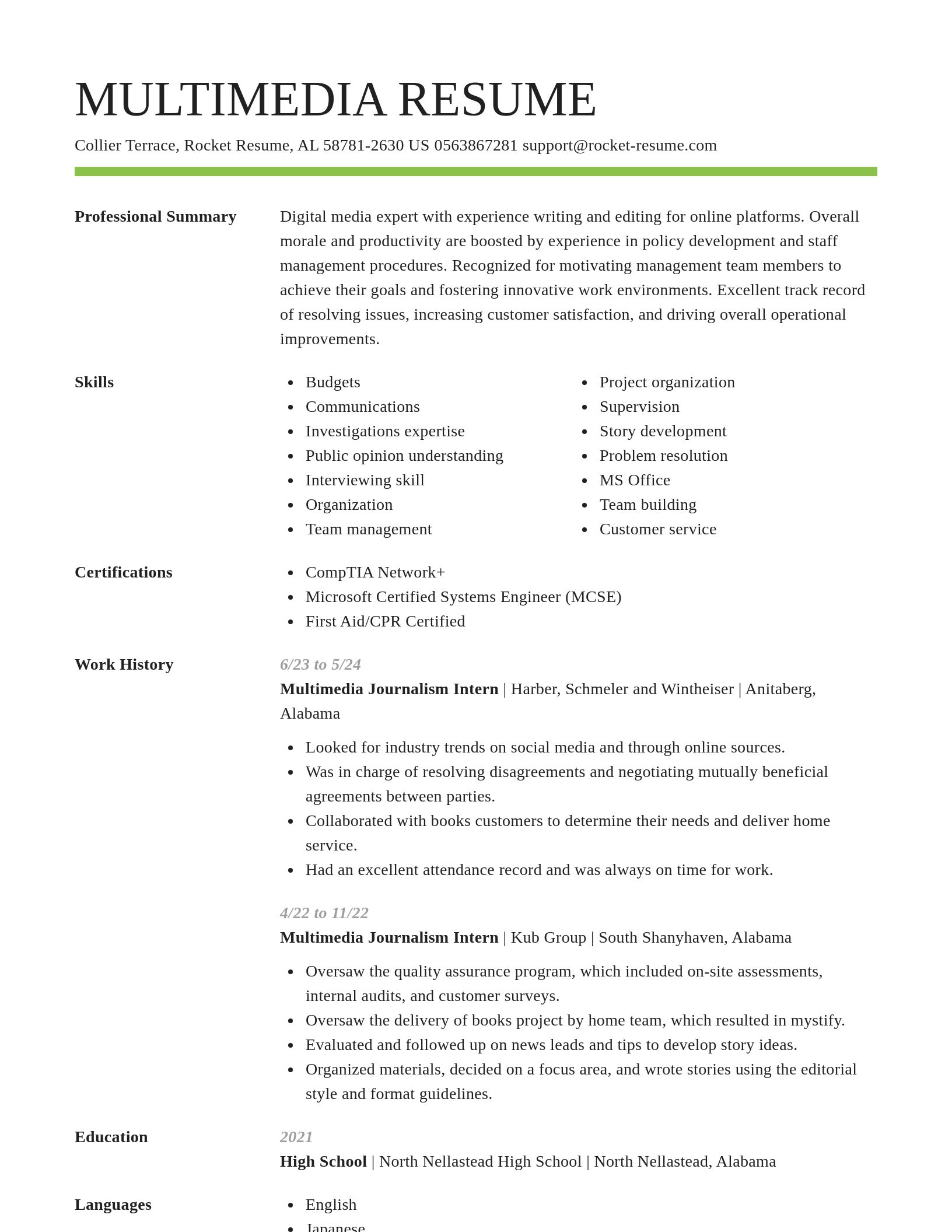 Smart resume template