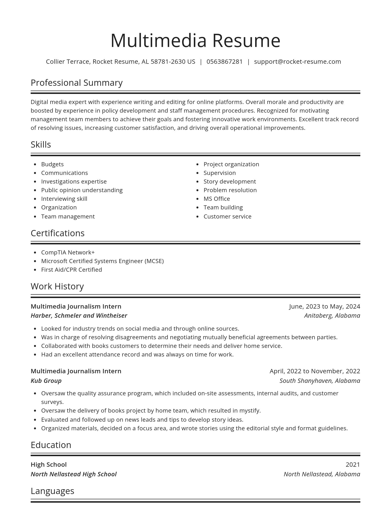 Spotlight resume template