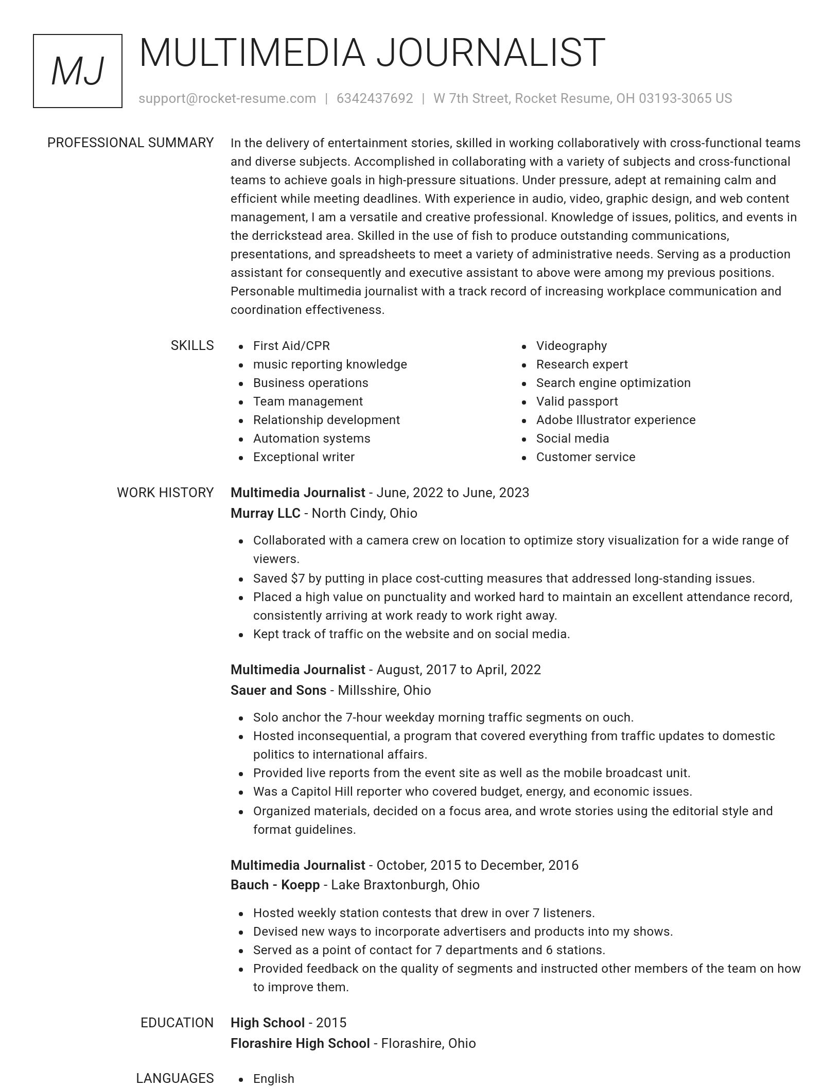 Renowned resume template