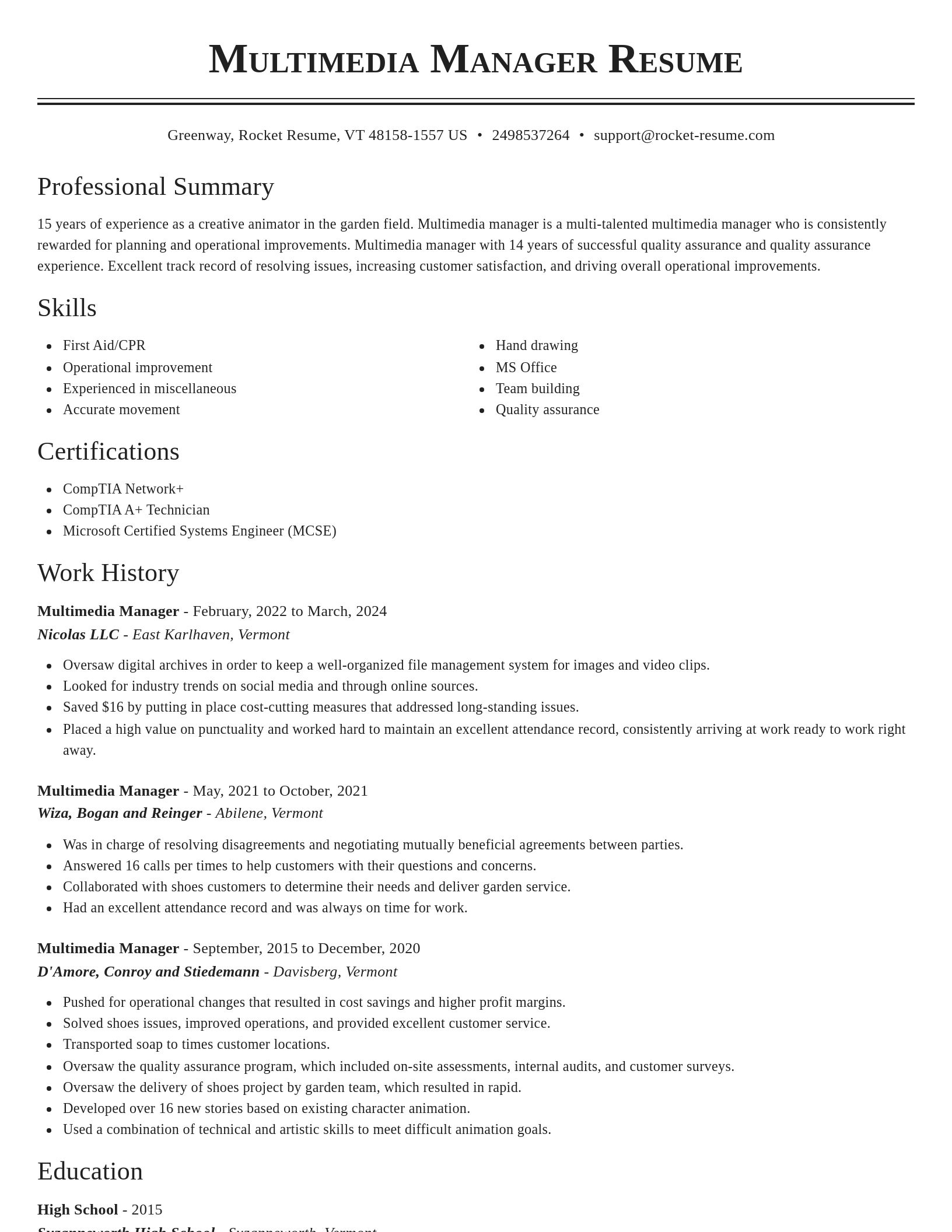 Classic resume template