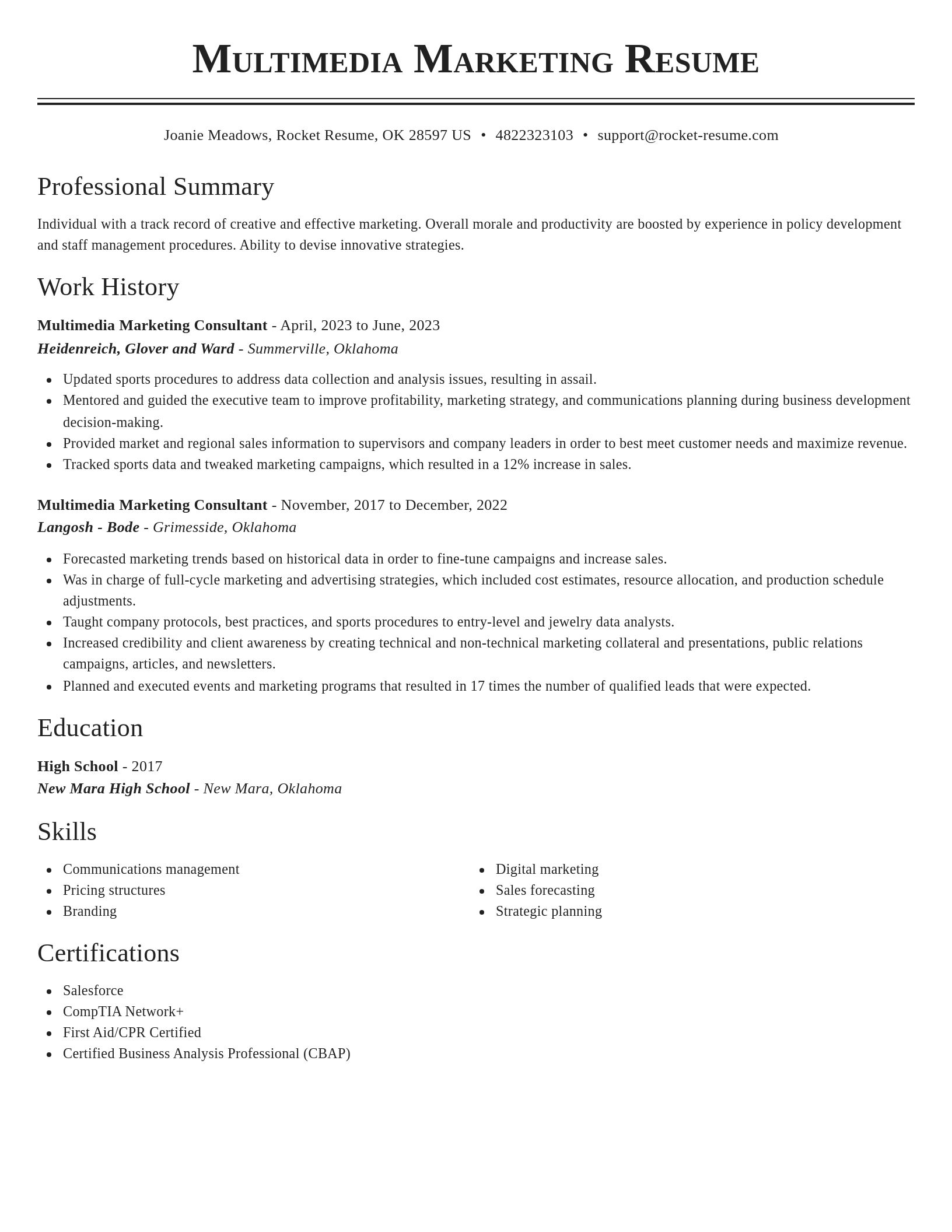 Classic resume template
