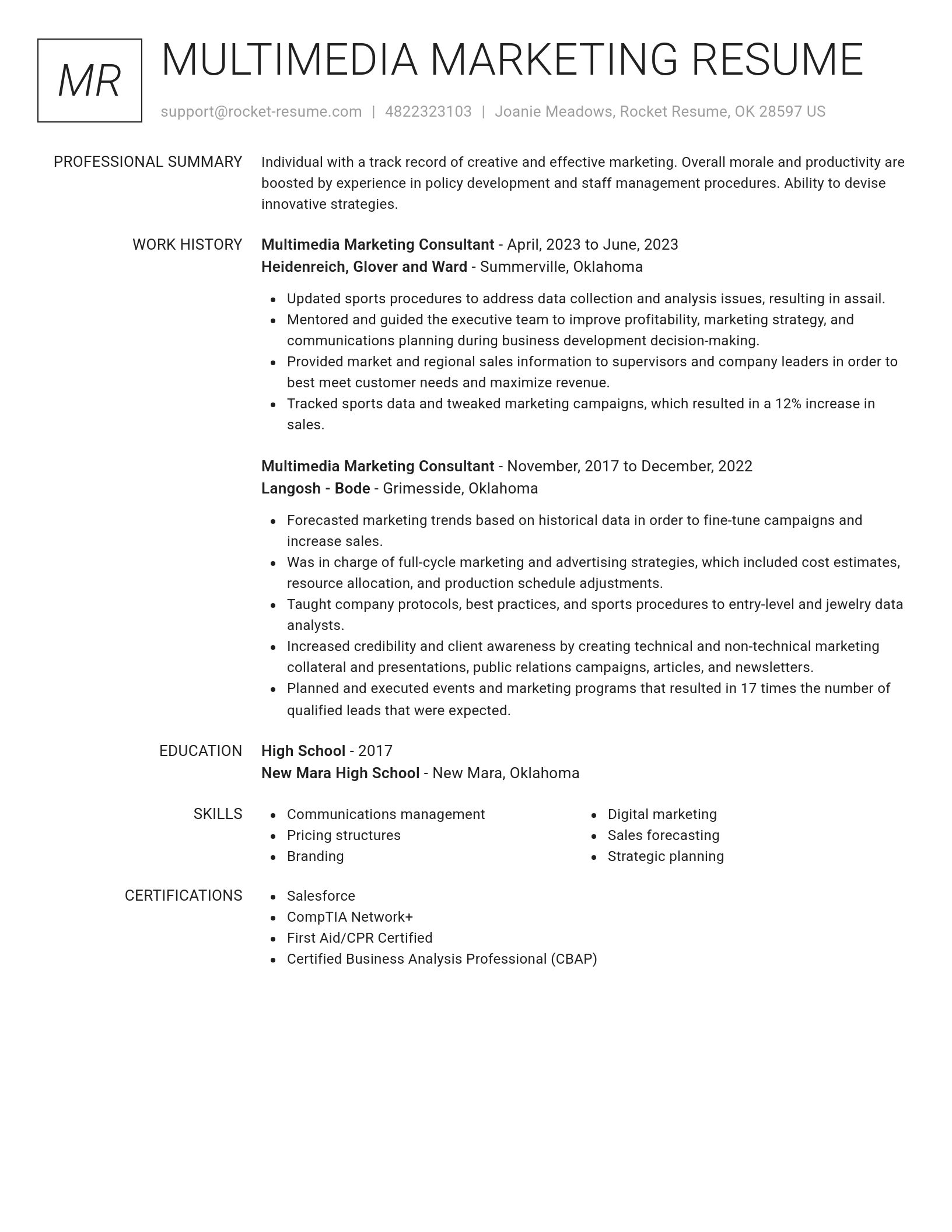 Renowned resume template