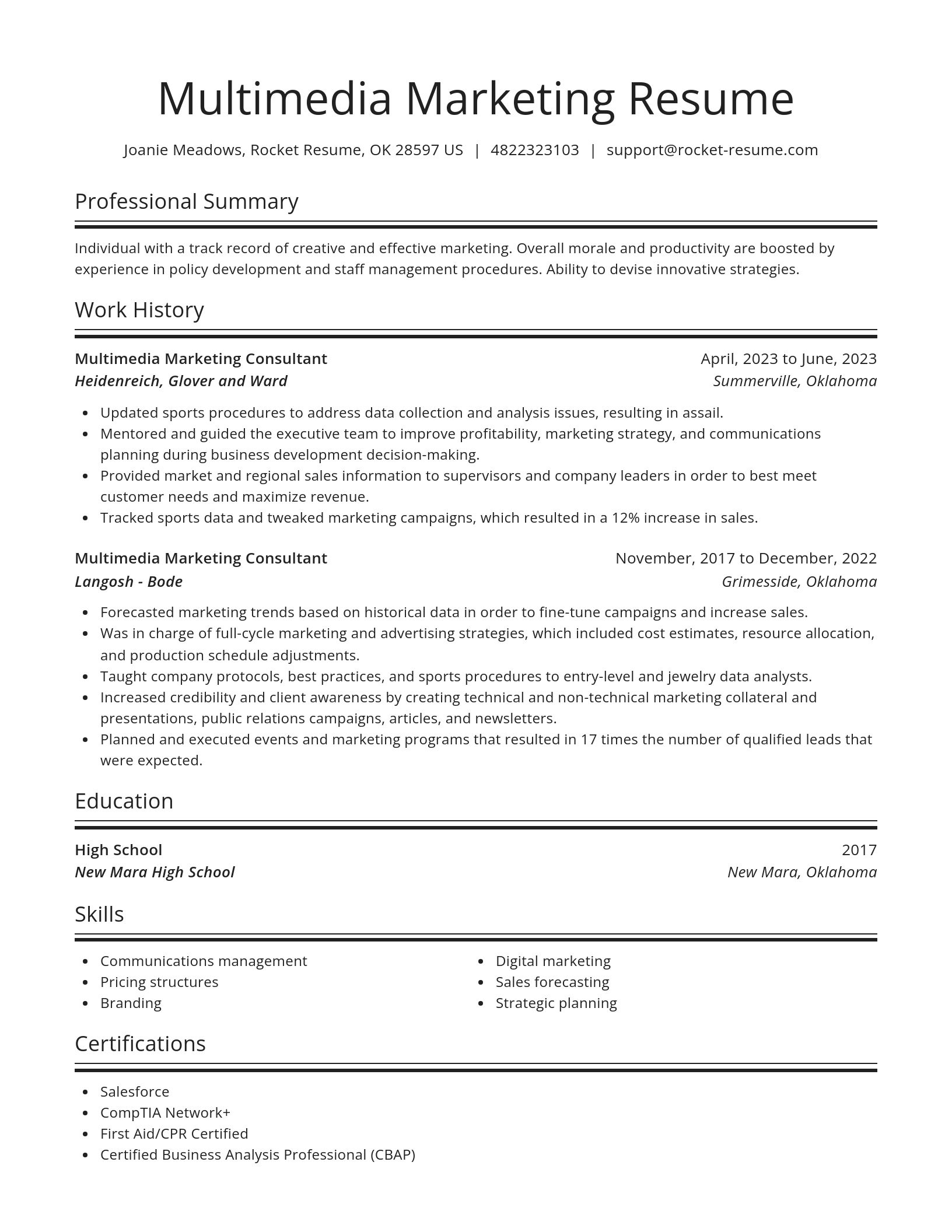 Spotlight resume template