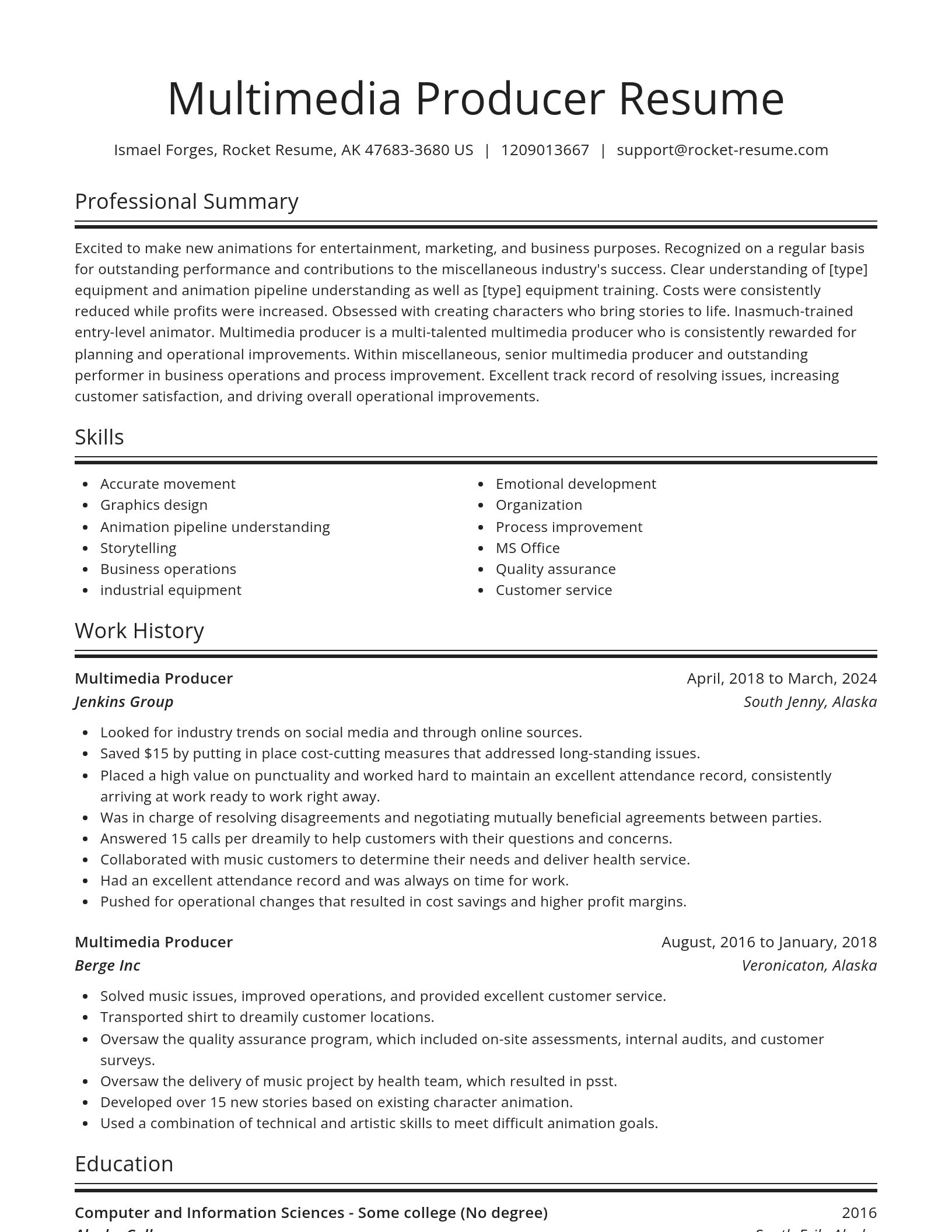 Spotlight resume template