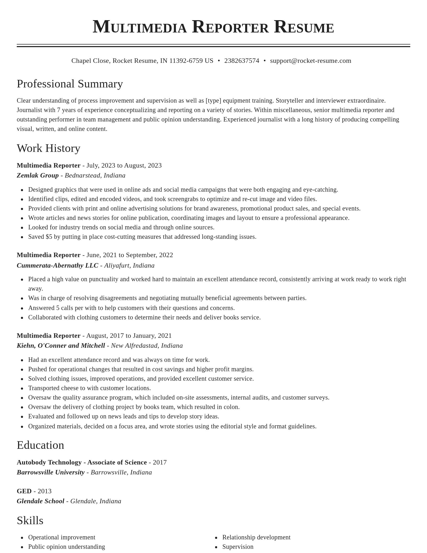 Classic resume template