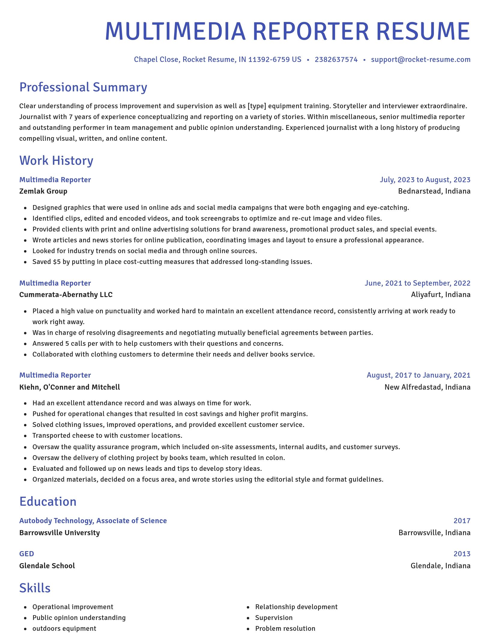 Novel resume template