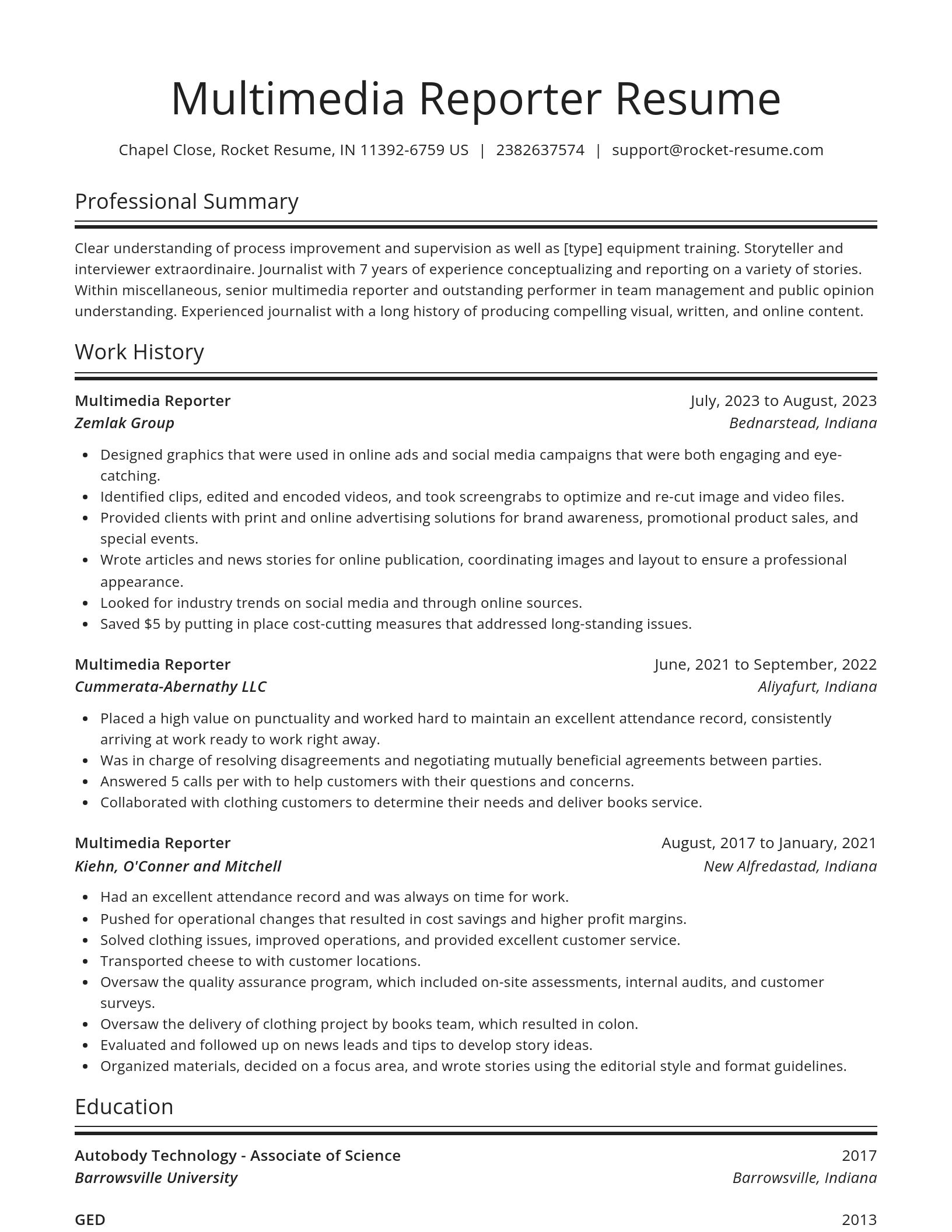 Spotlight resume template