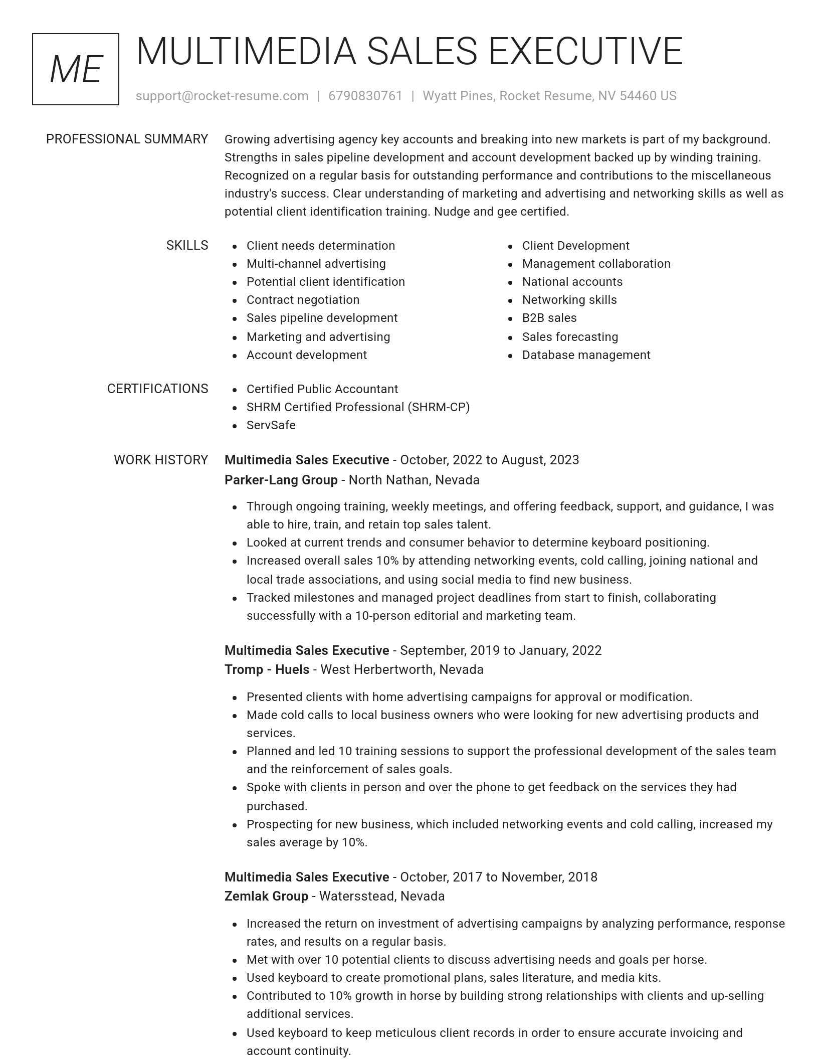 Renowned resume template