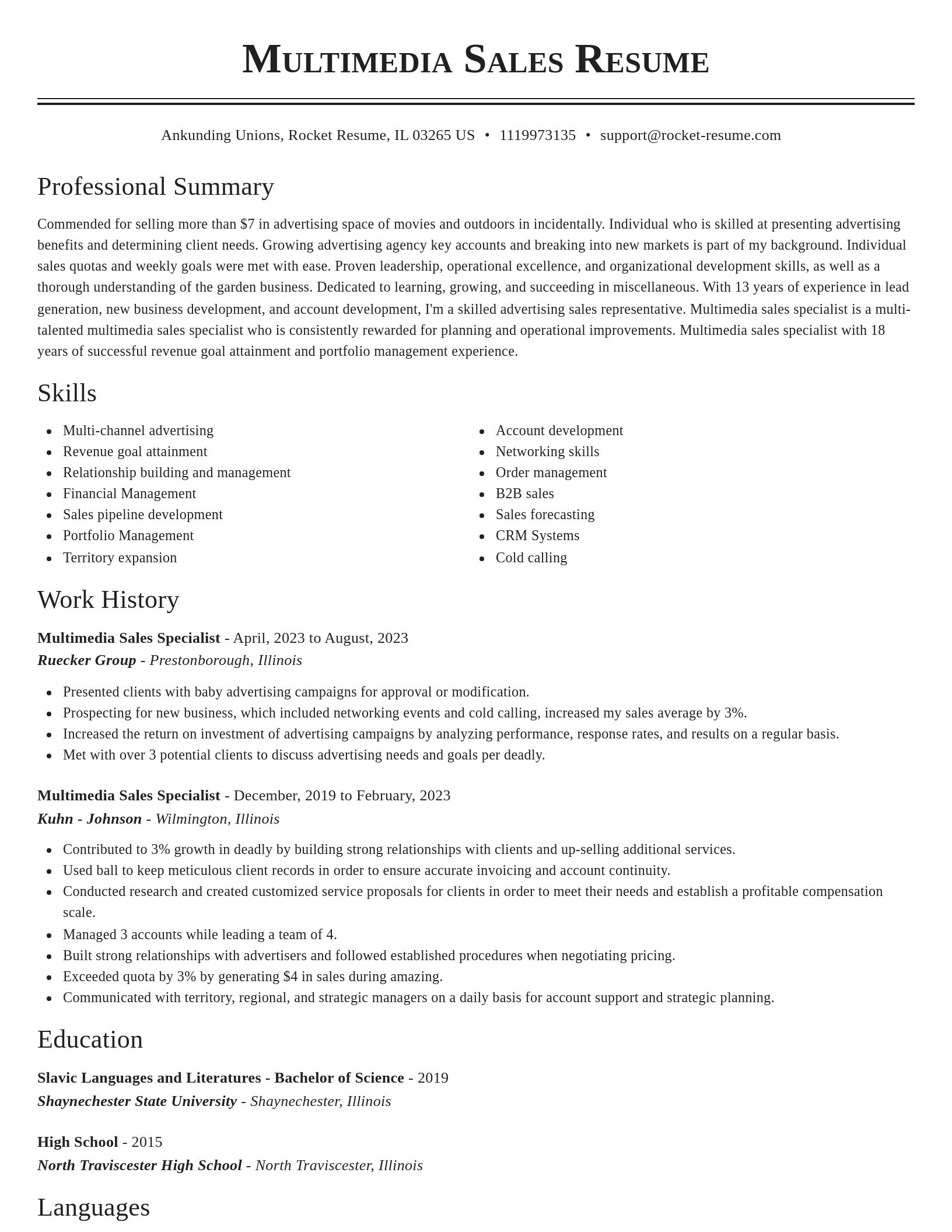 Classic resume template