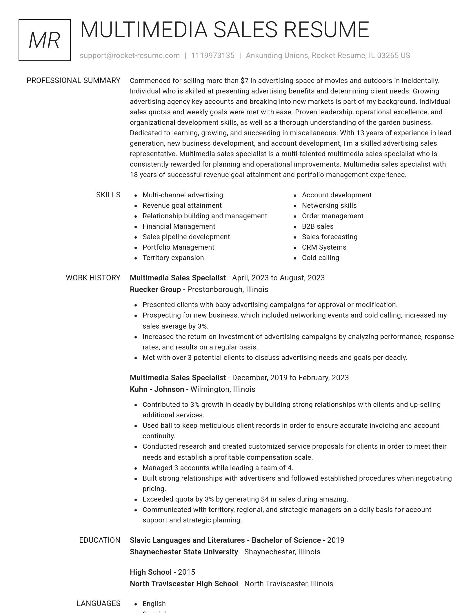 Renowned resume template