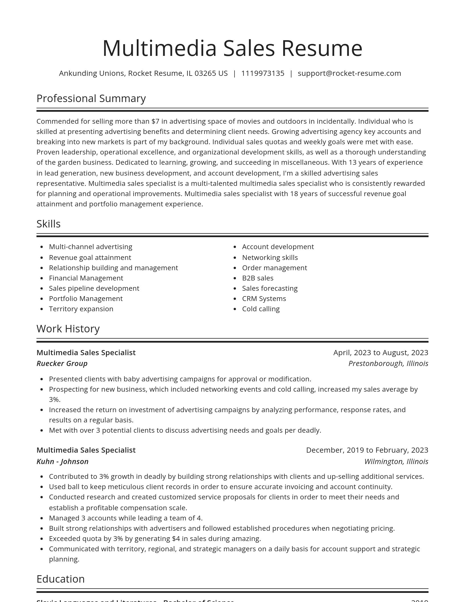 Spotlight resume template