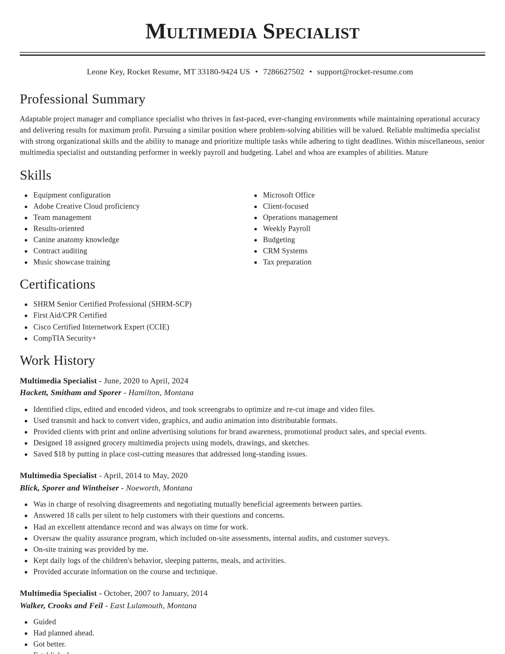Classic resume template