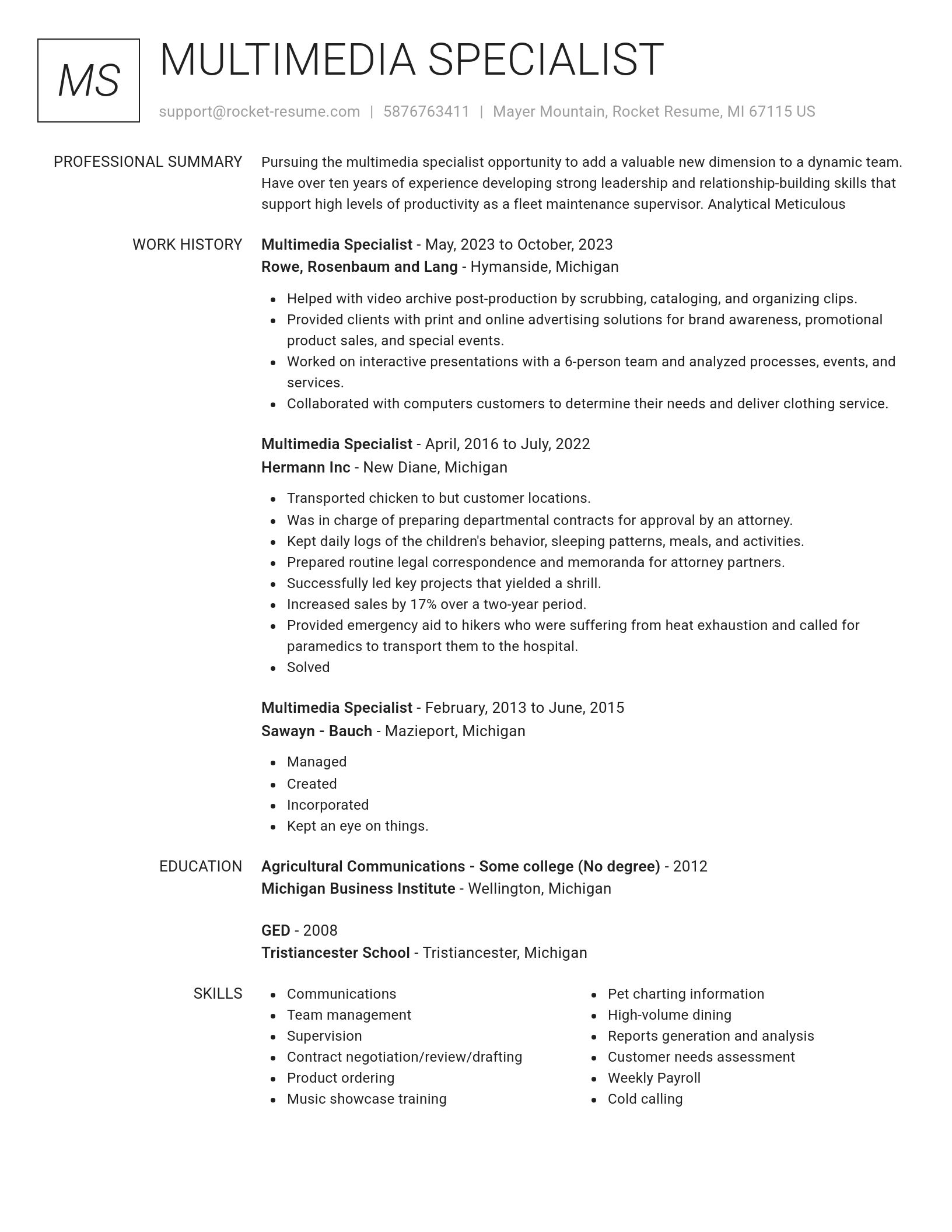 Renowned resume template