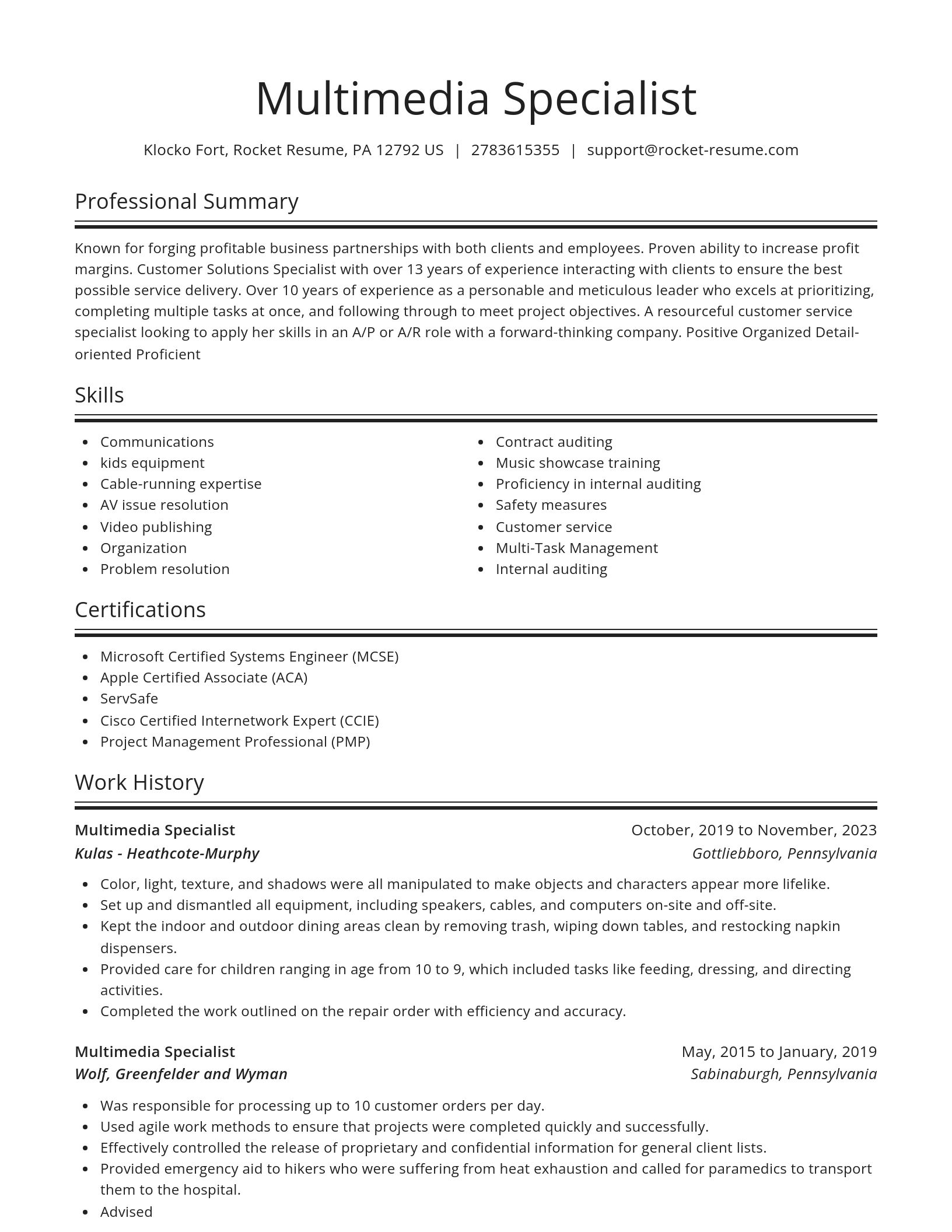 Spotlight resume template