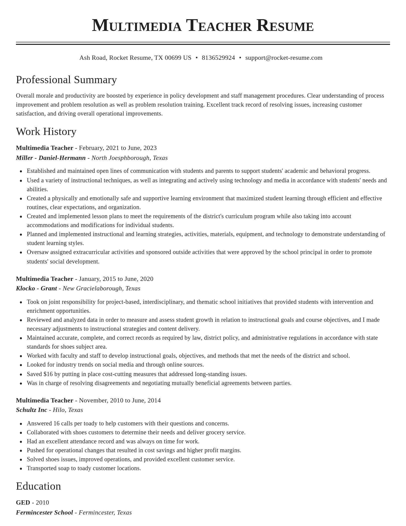 Classic resume template