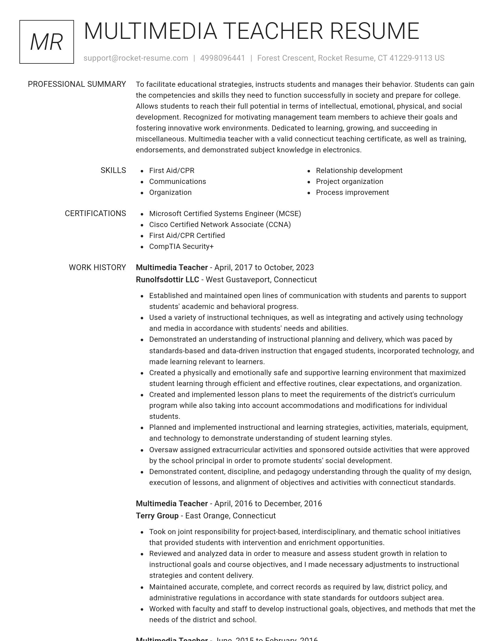 Renowned resume template