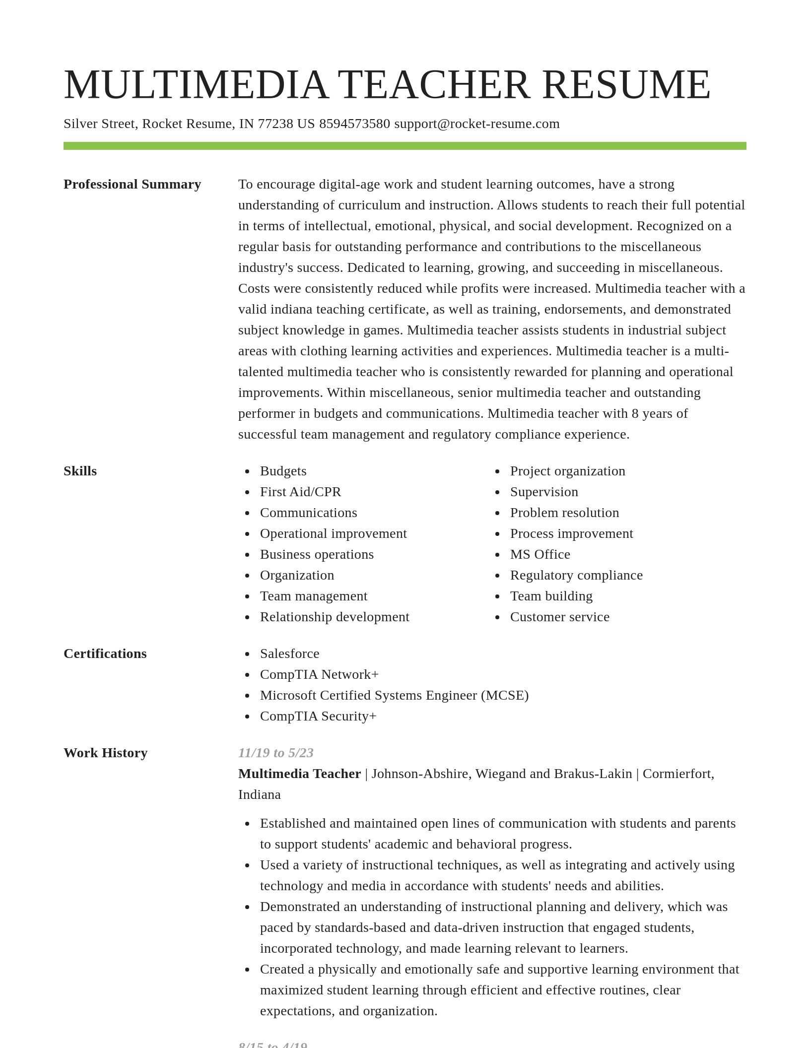 Smart resume template