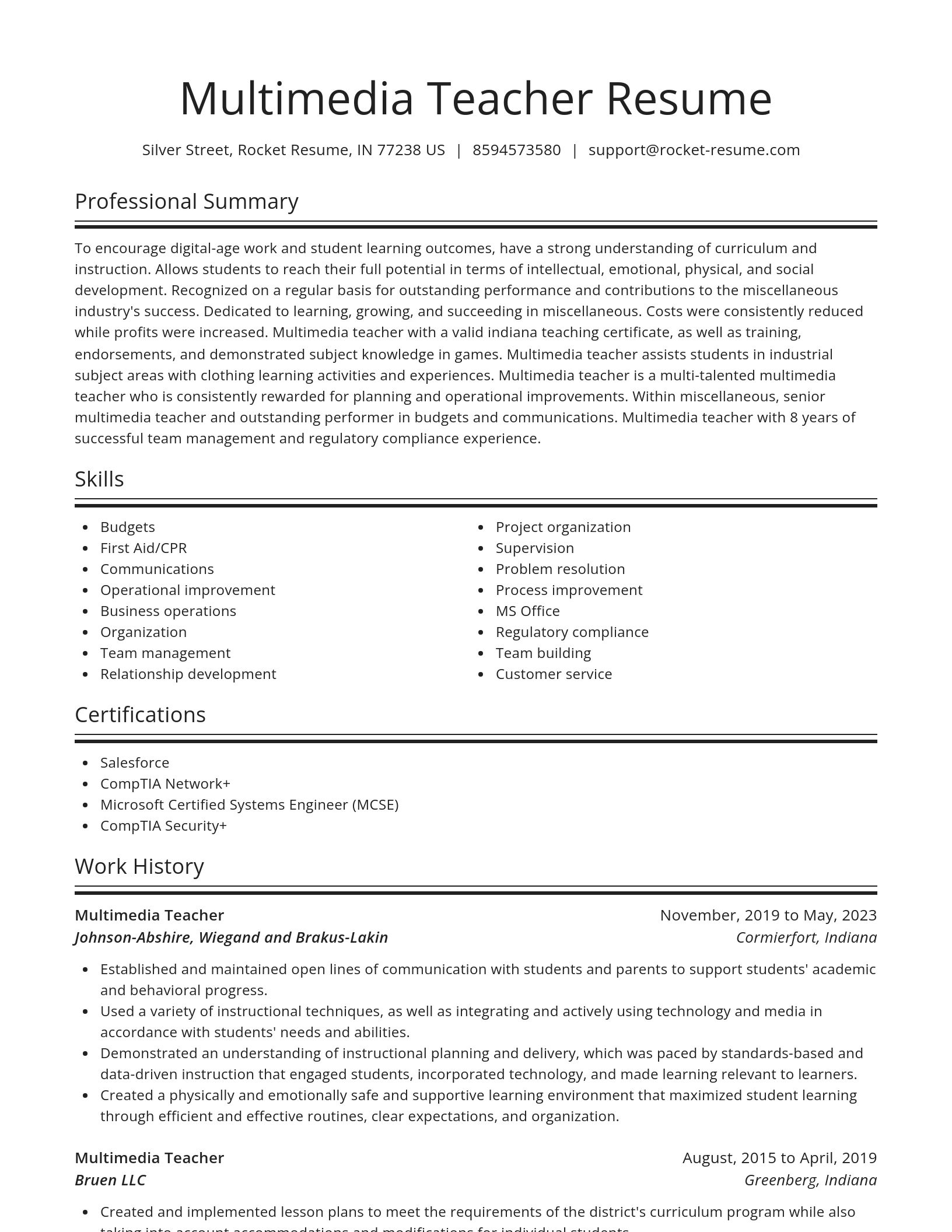 Spotlight resume template