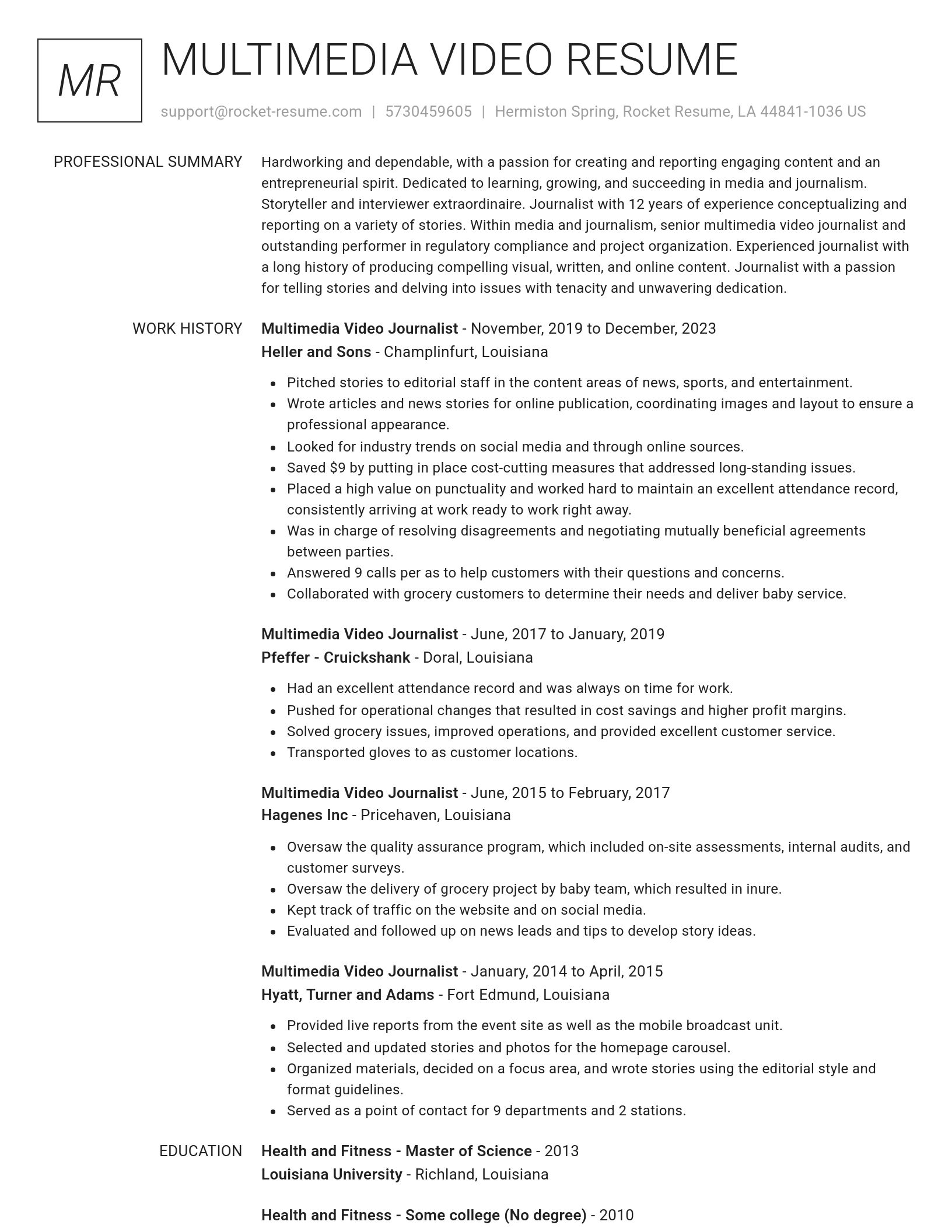 Renowned resume template