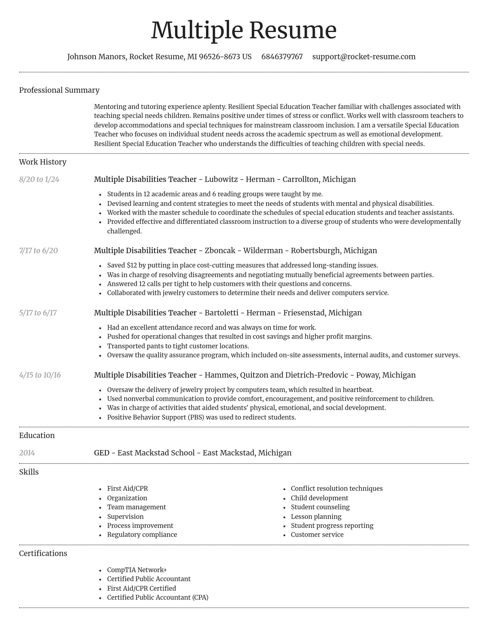 Dignified resume template
