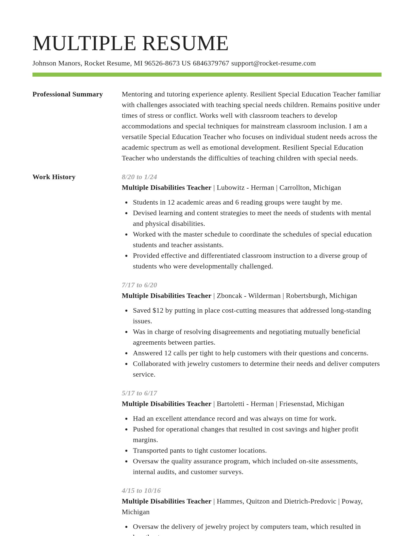 Smart resume template