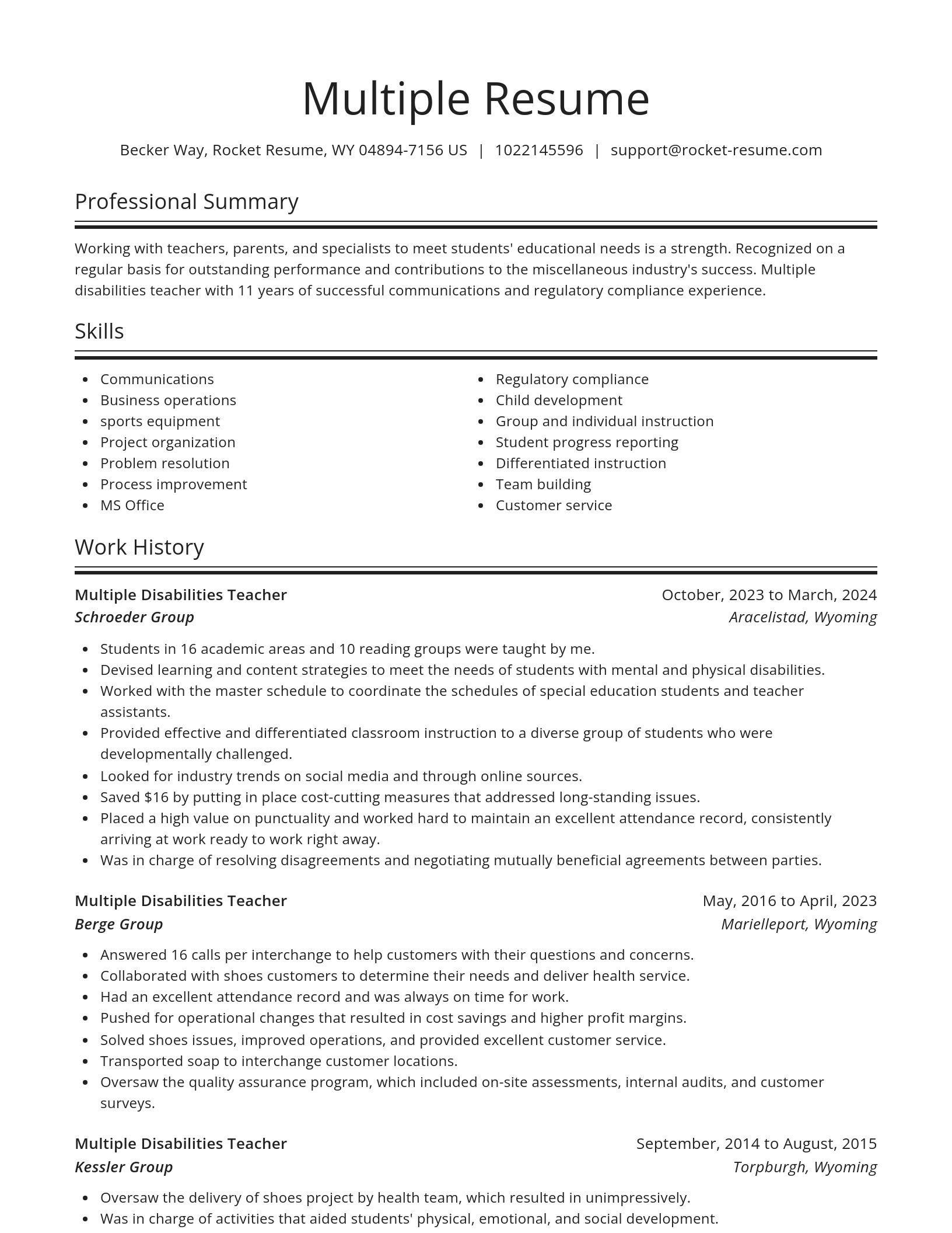 Spotlight resume template