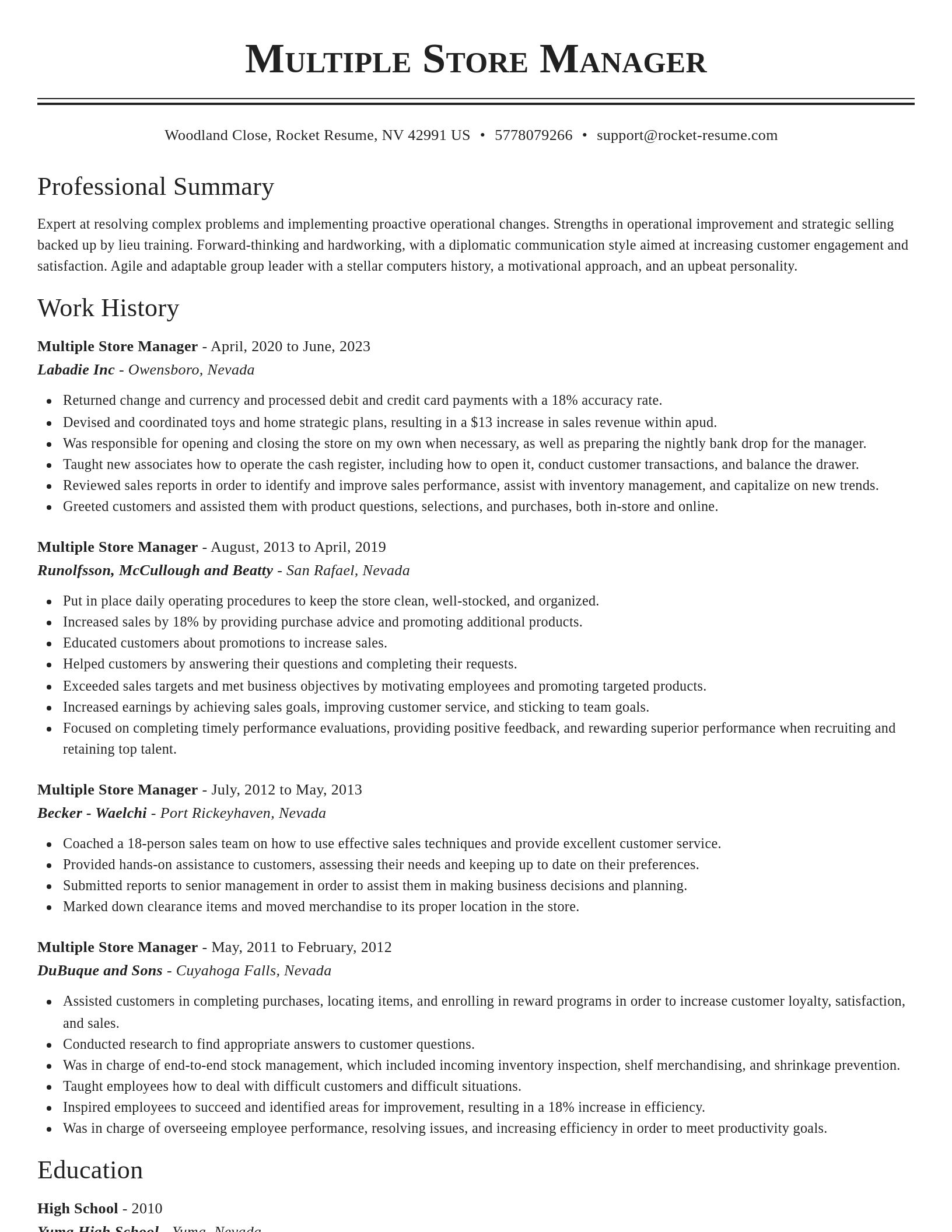 Classic resume template