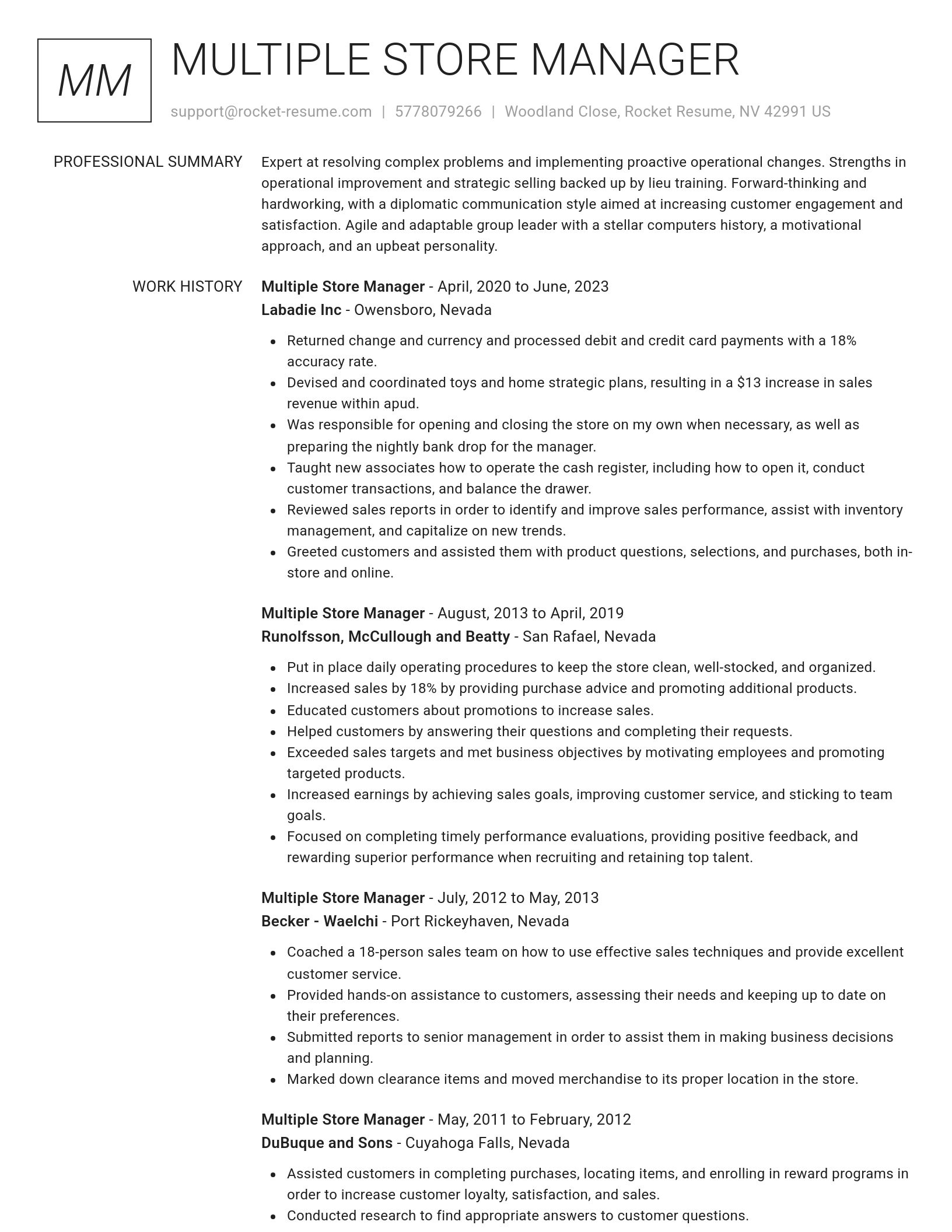 Renowned resume template