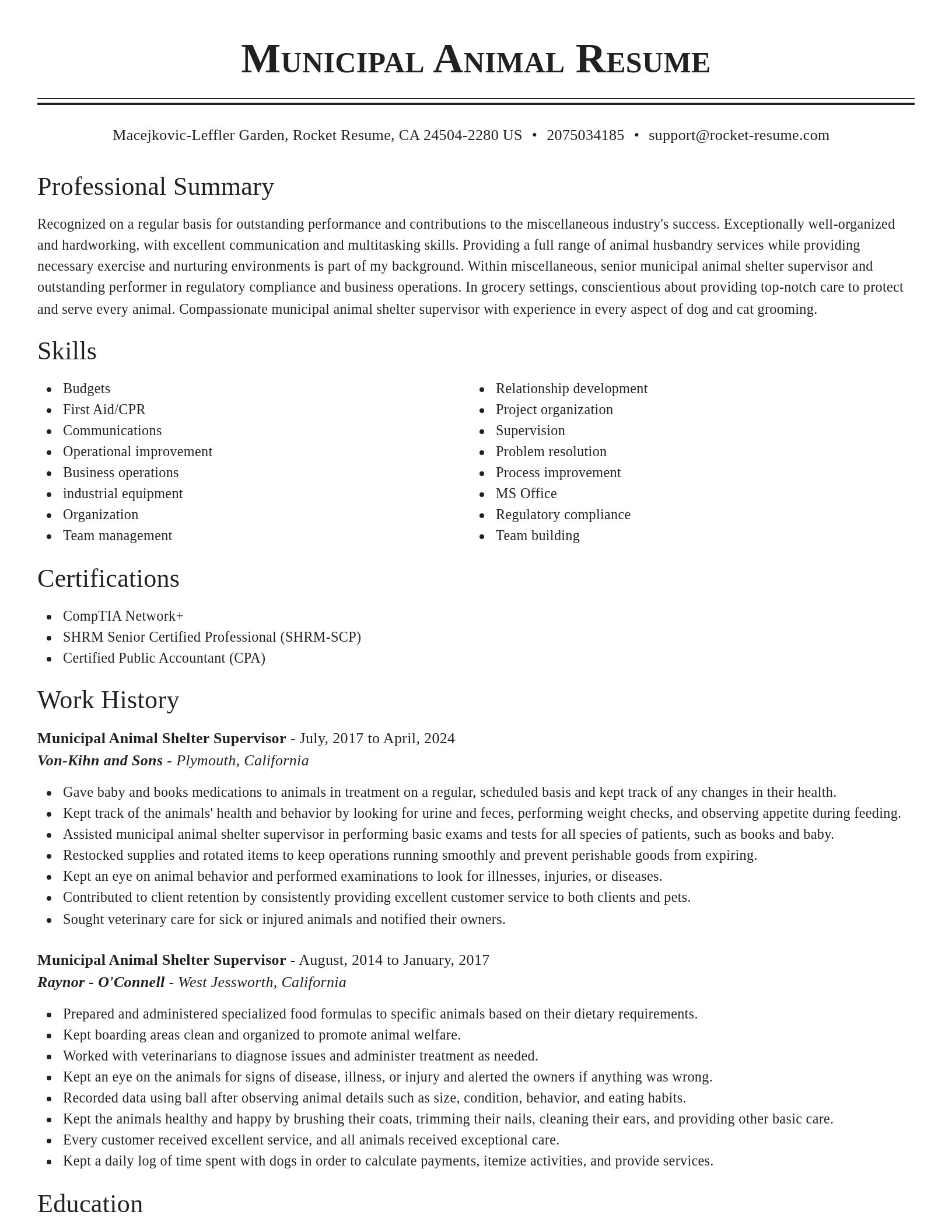 Classic resume template