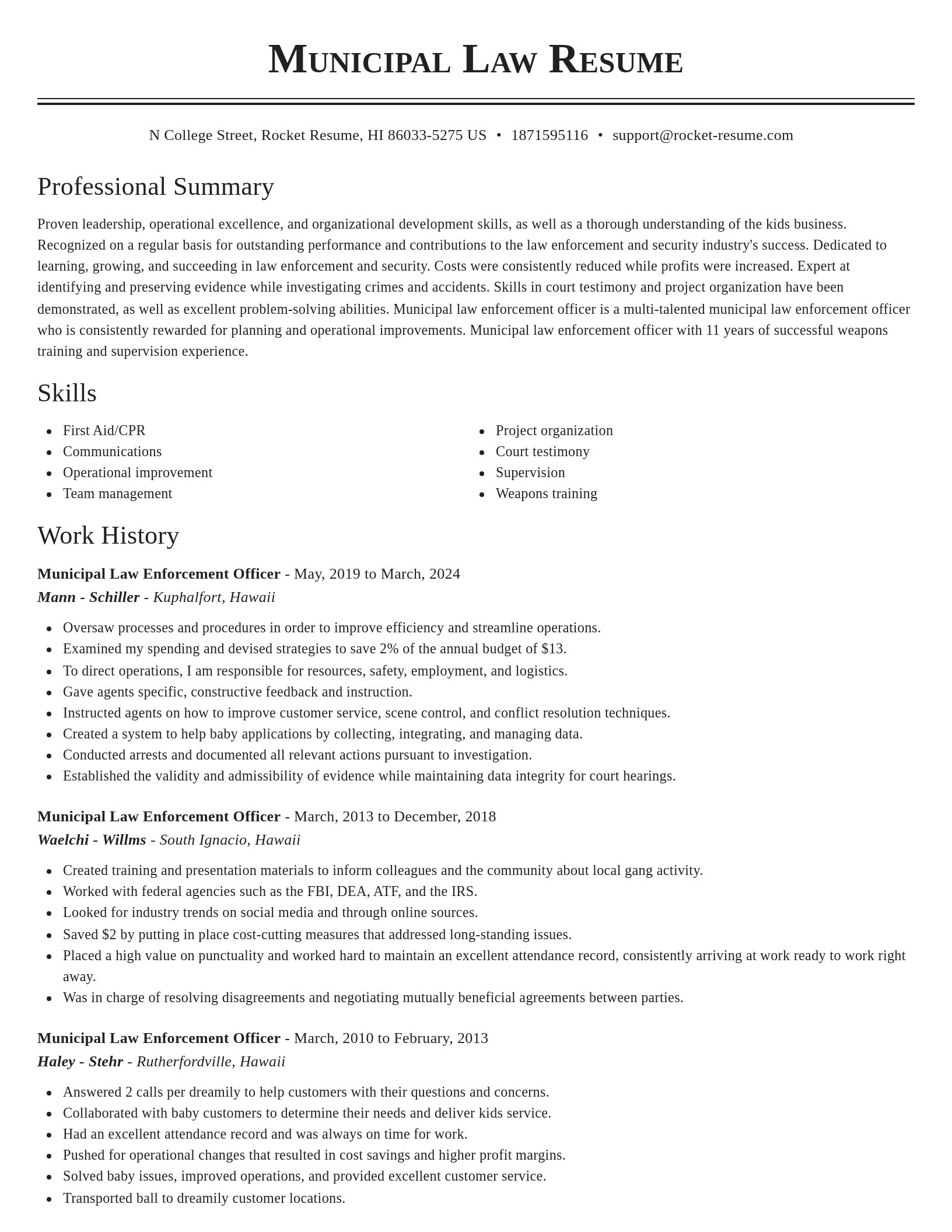 Classic resume template