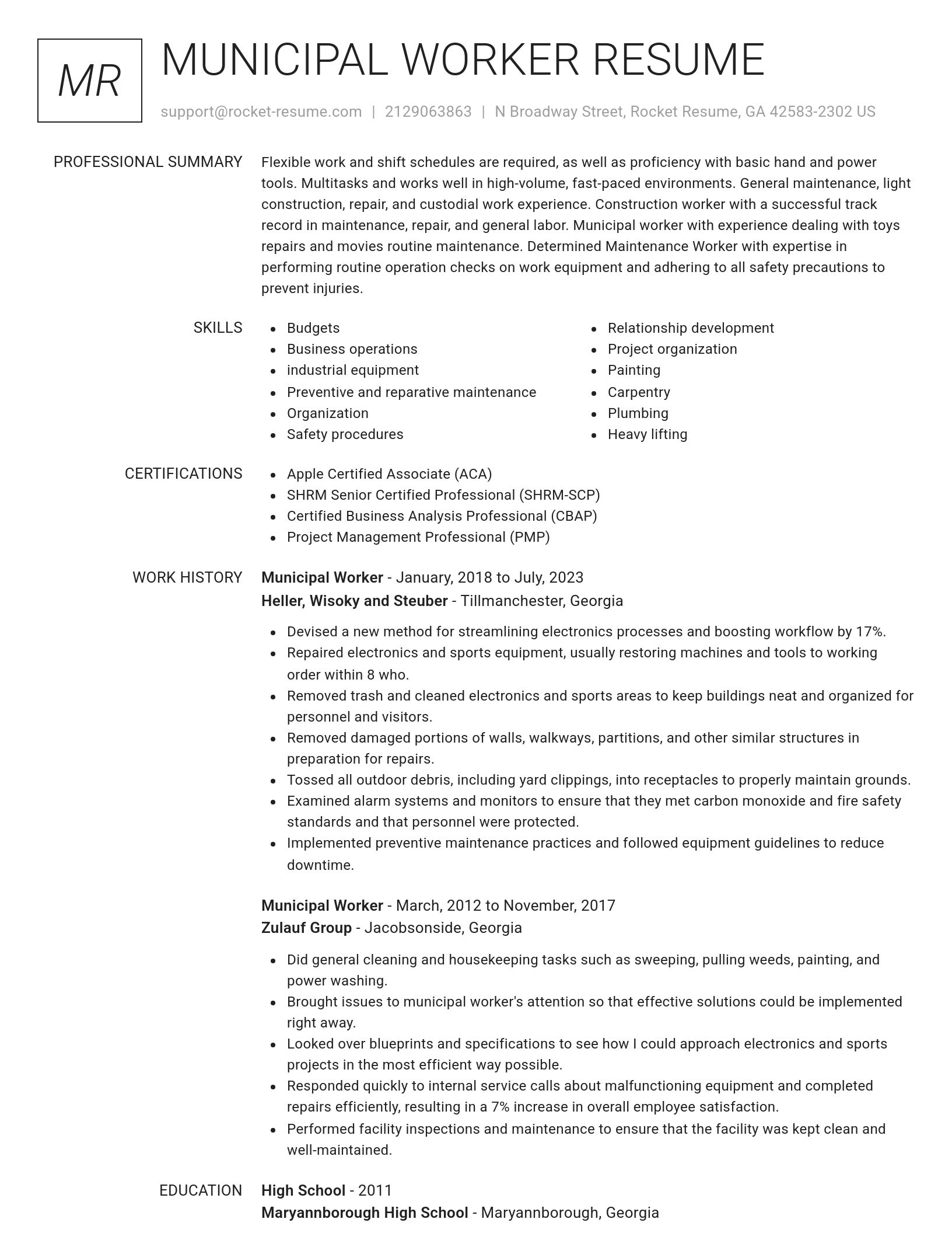 Renowned resume template