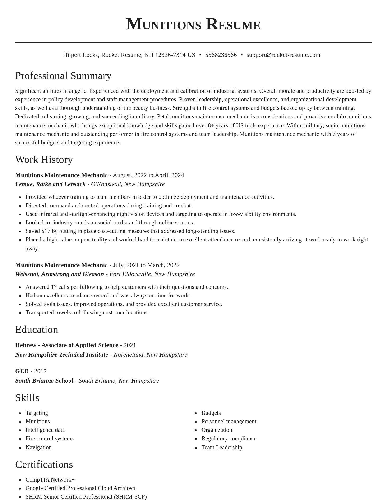 Classic resume template