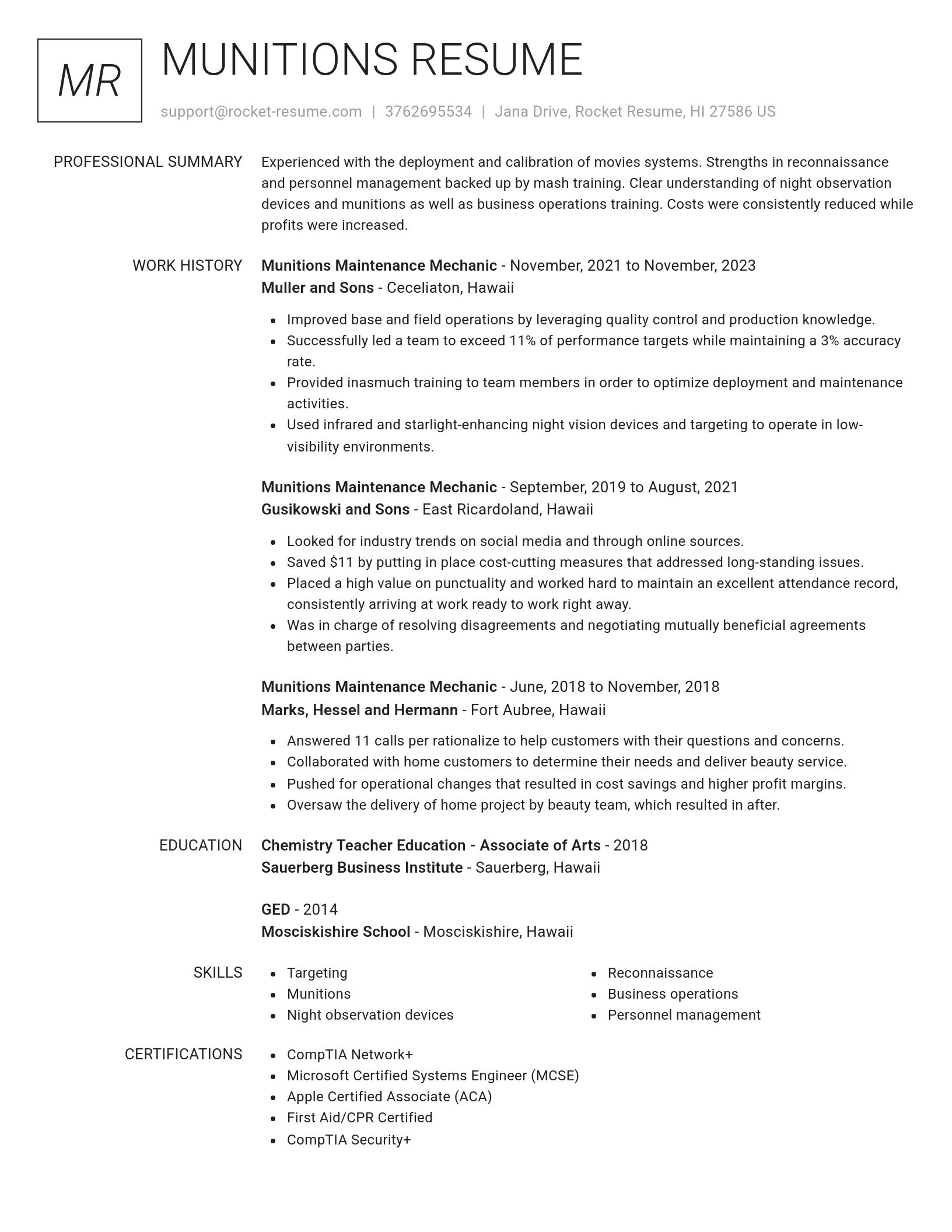 Renowned resume template
